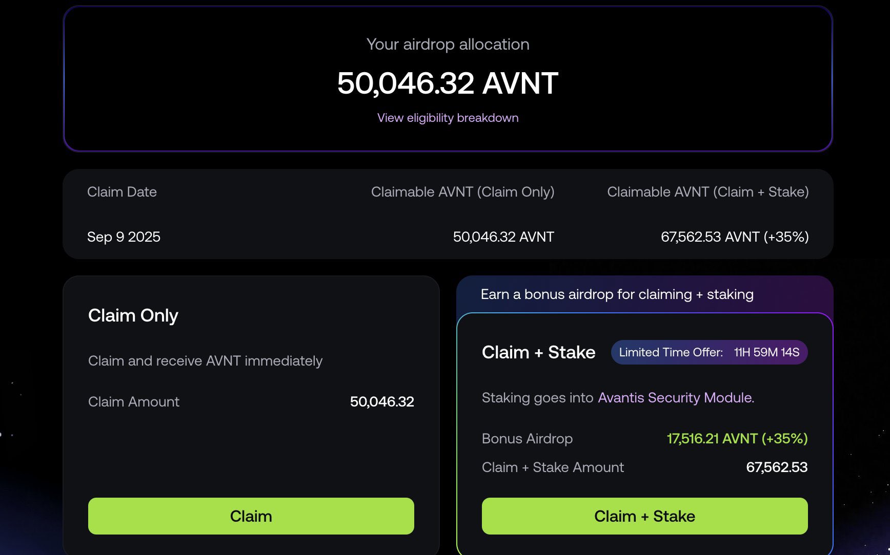 placing crypto trade order AVNT