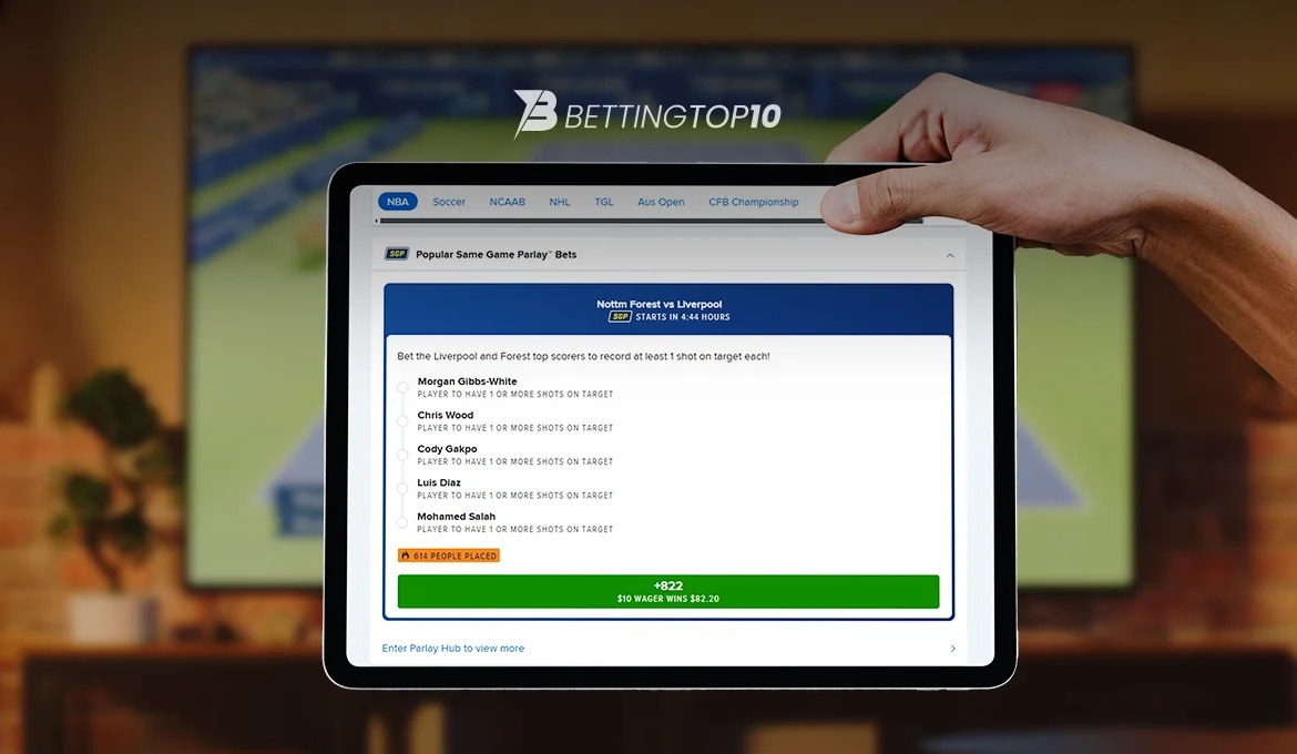 NBA parlay betting builder interface