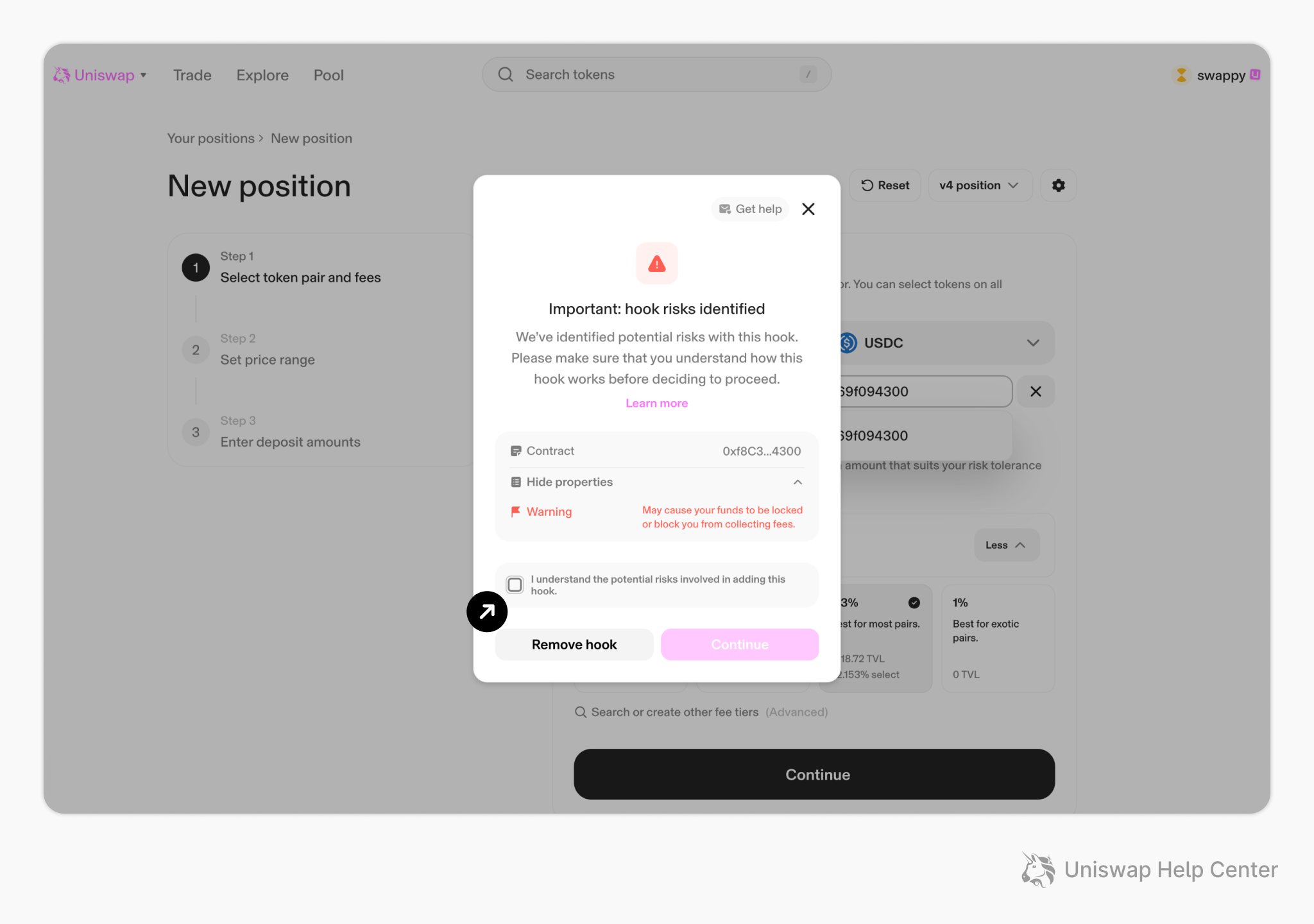 Uniswap v4 hooks liquidity