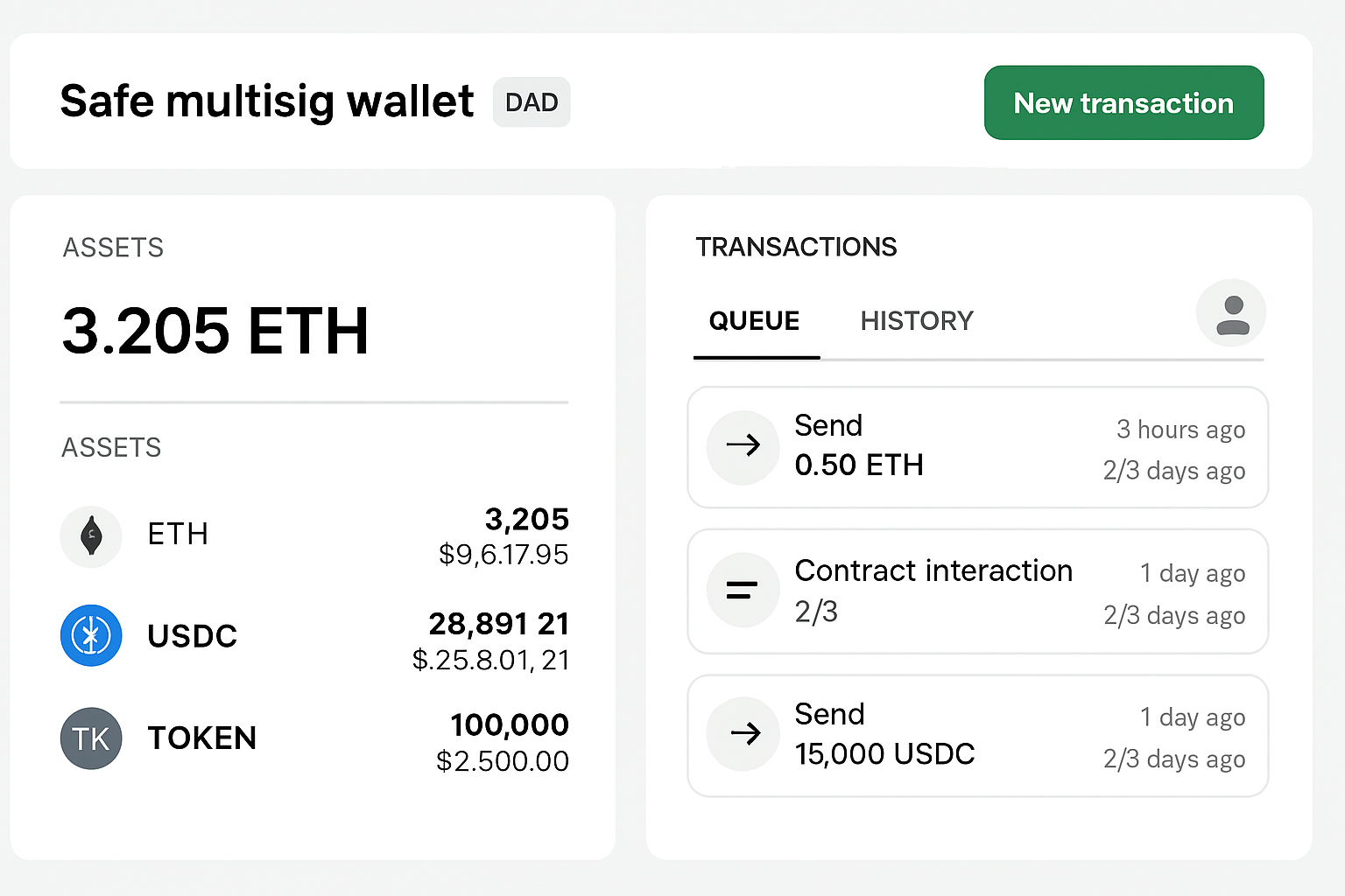 Safe multisig wallet dashboard DAO