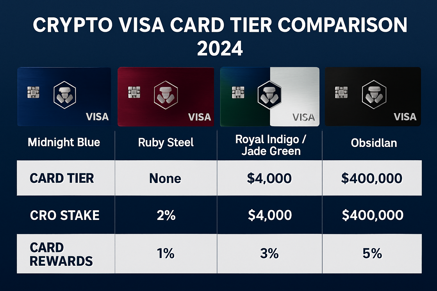 Crypto Visa card tier comparison 2024