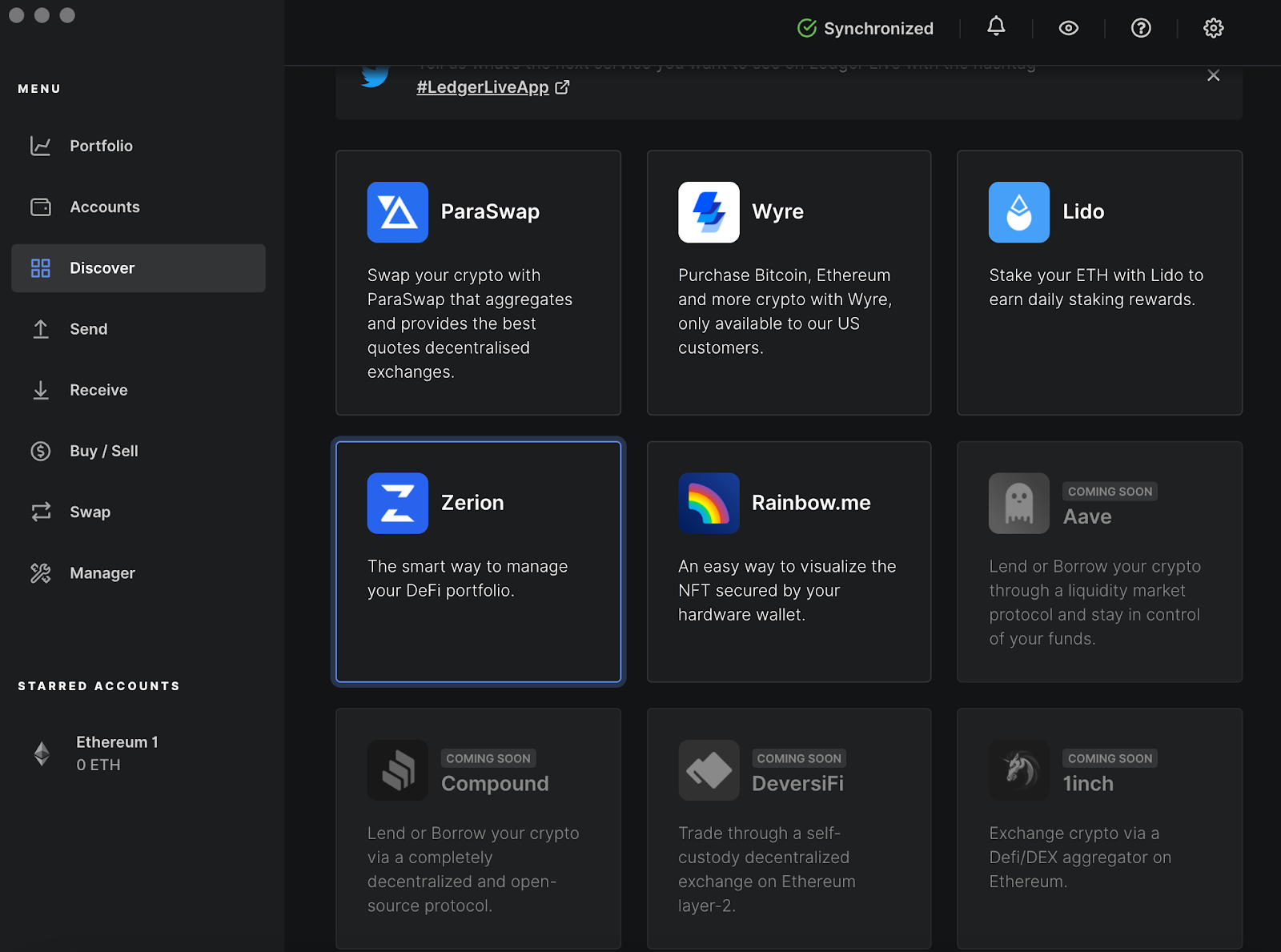 Ledger Live WalletConnect QR code connection
