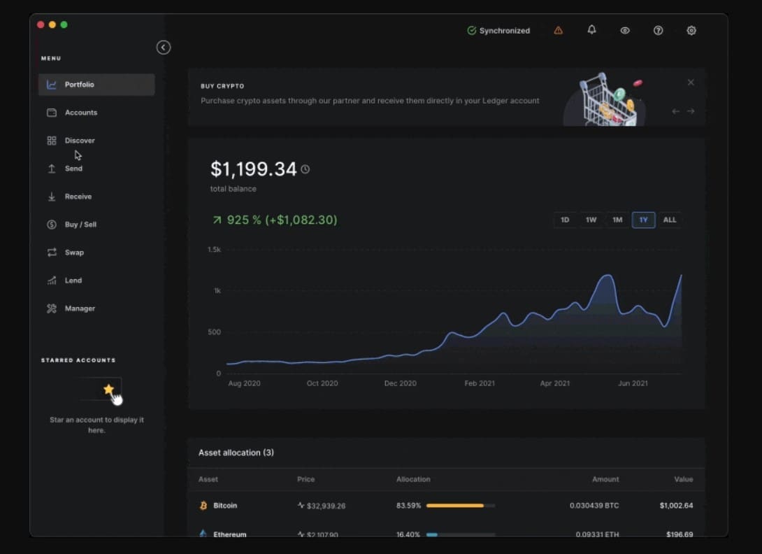 Linea token balance in Ledger Live