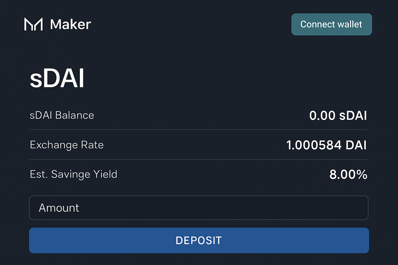 sDAI MakerDAO interface screenshot