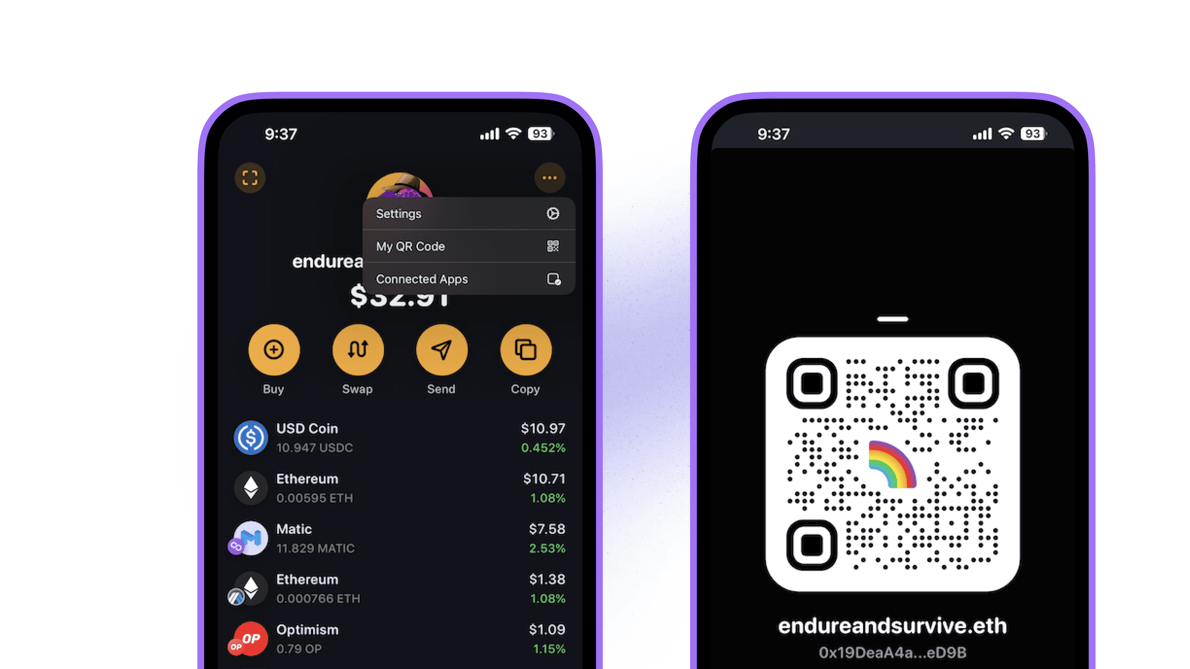 Rainbow Wallet app with Base blockchain support