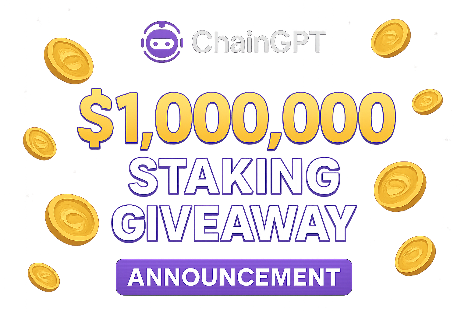 ChainGPT $1,000,000 staking giveaway announcement
