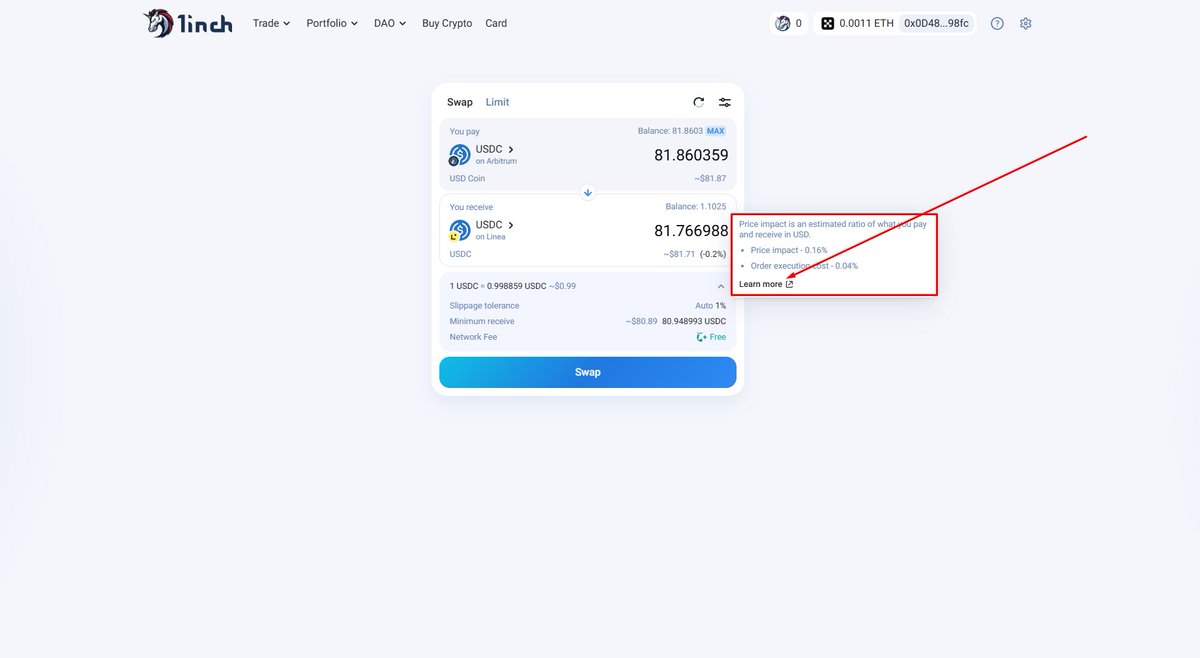 1inch DEX aggregator interface