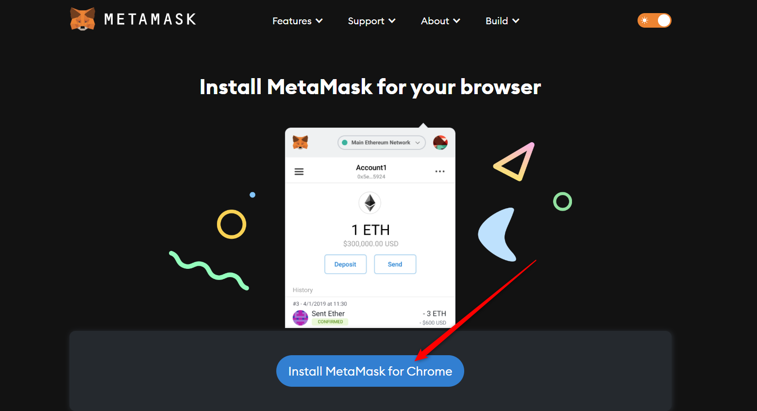 MetaMask wallet interface with stablecoin balance