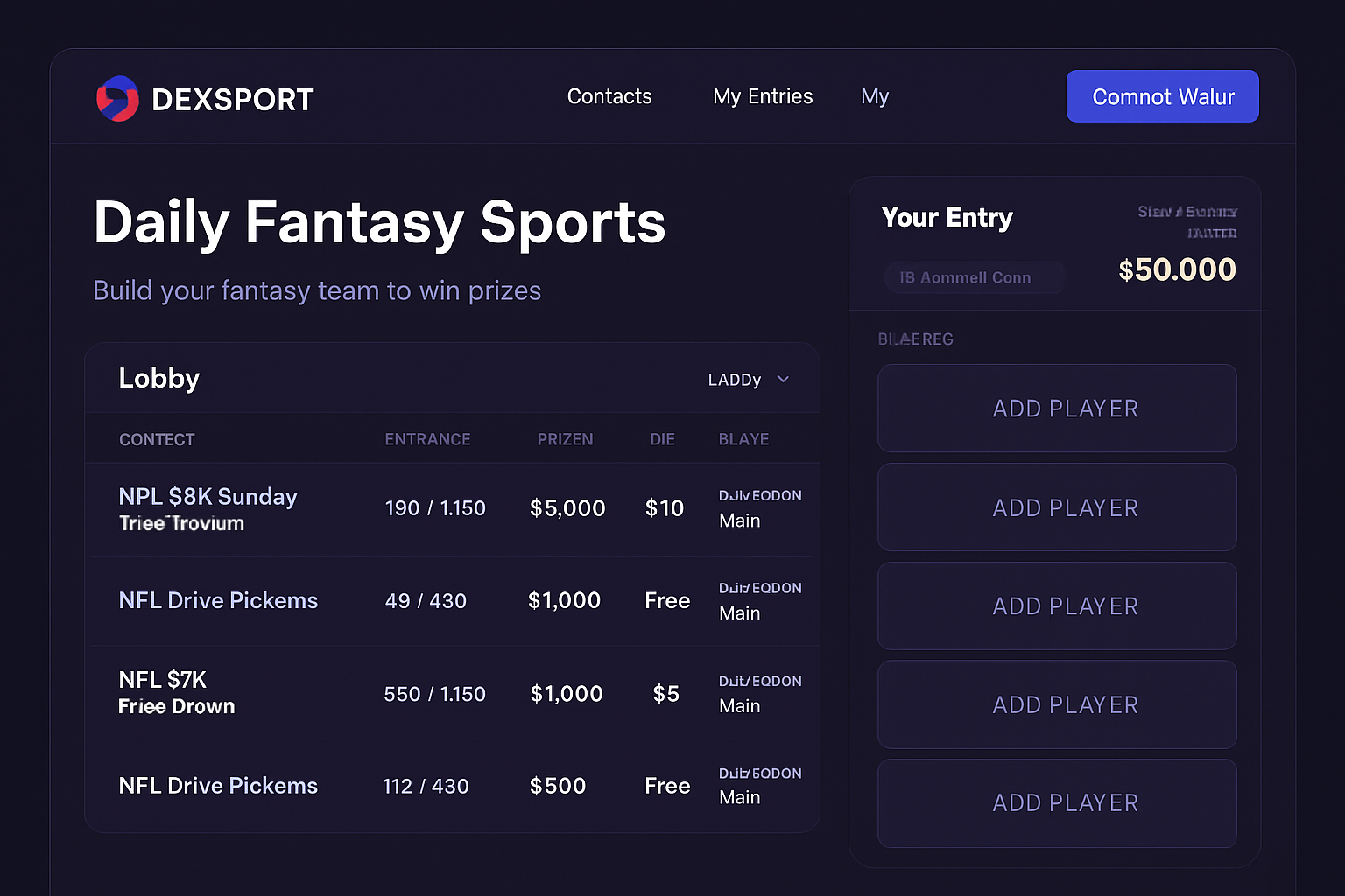 Dexsport Web3 DFS platform interface