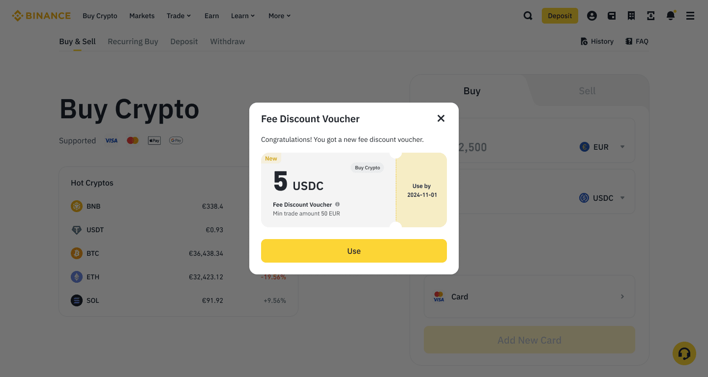 BNB fee discount Binance