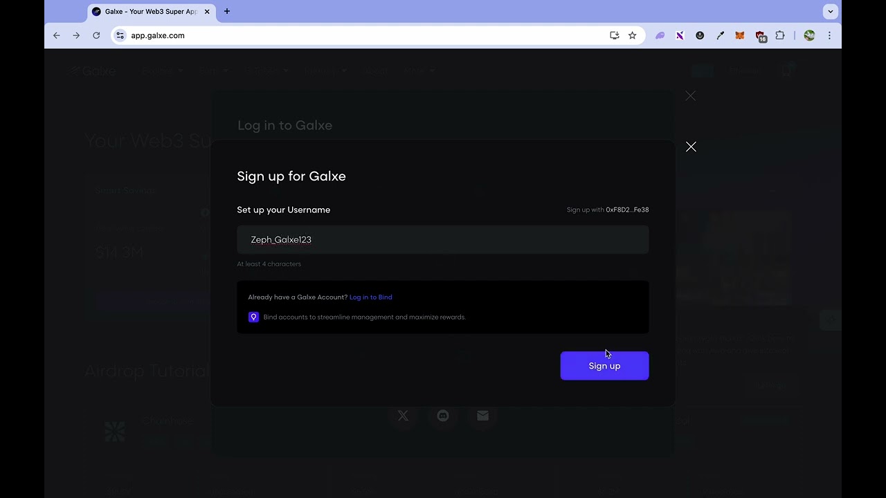 Connecting MetaMask wallet to Galxe
