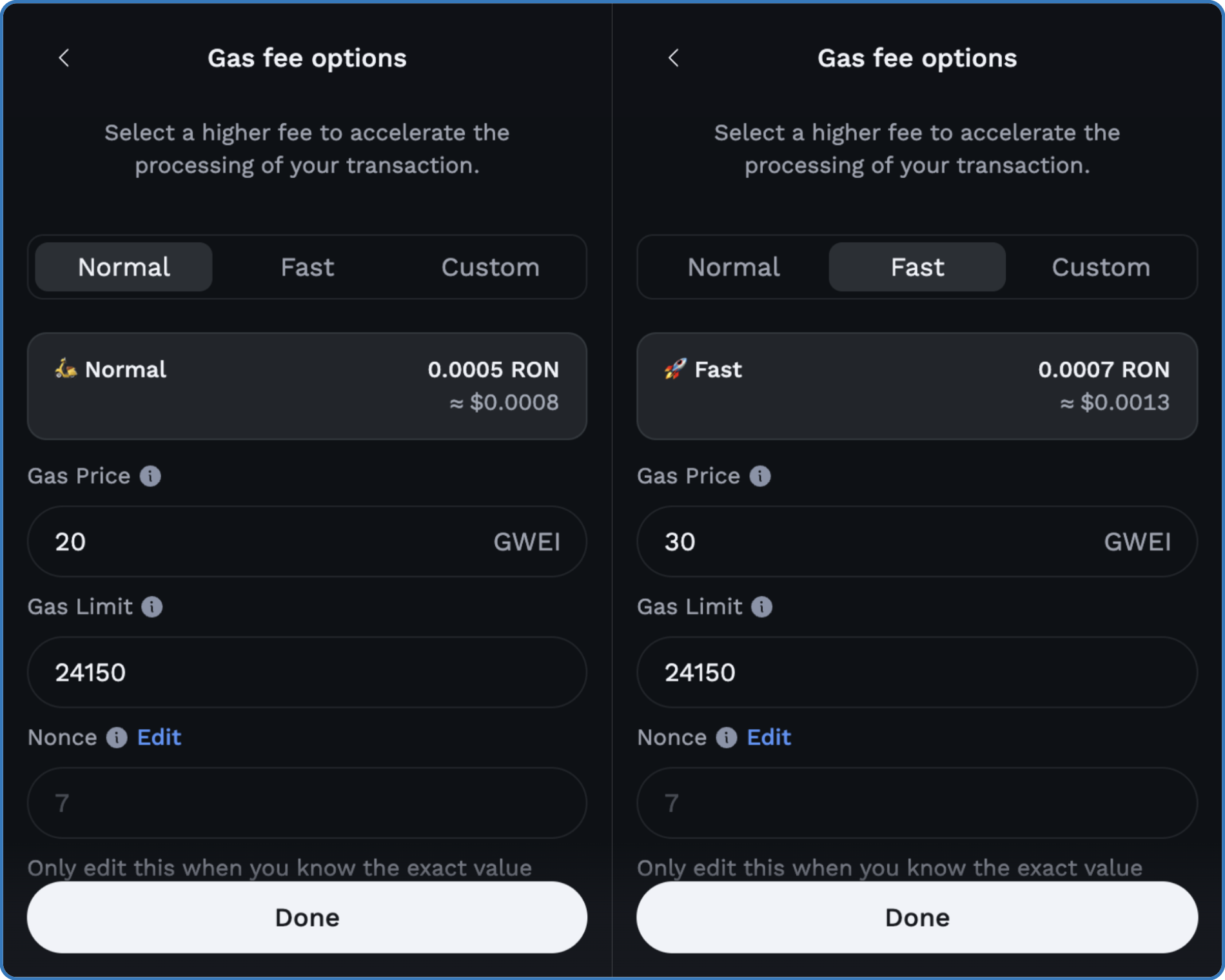 Ronin L2 low gas fee statistics