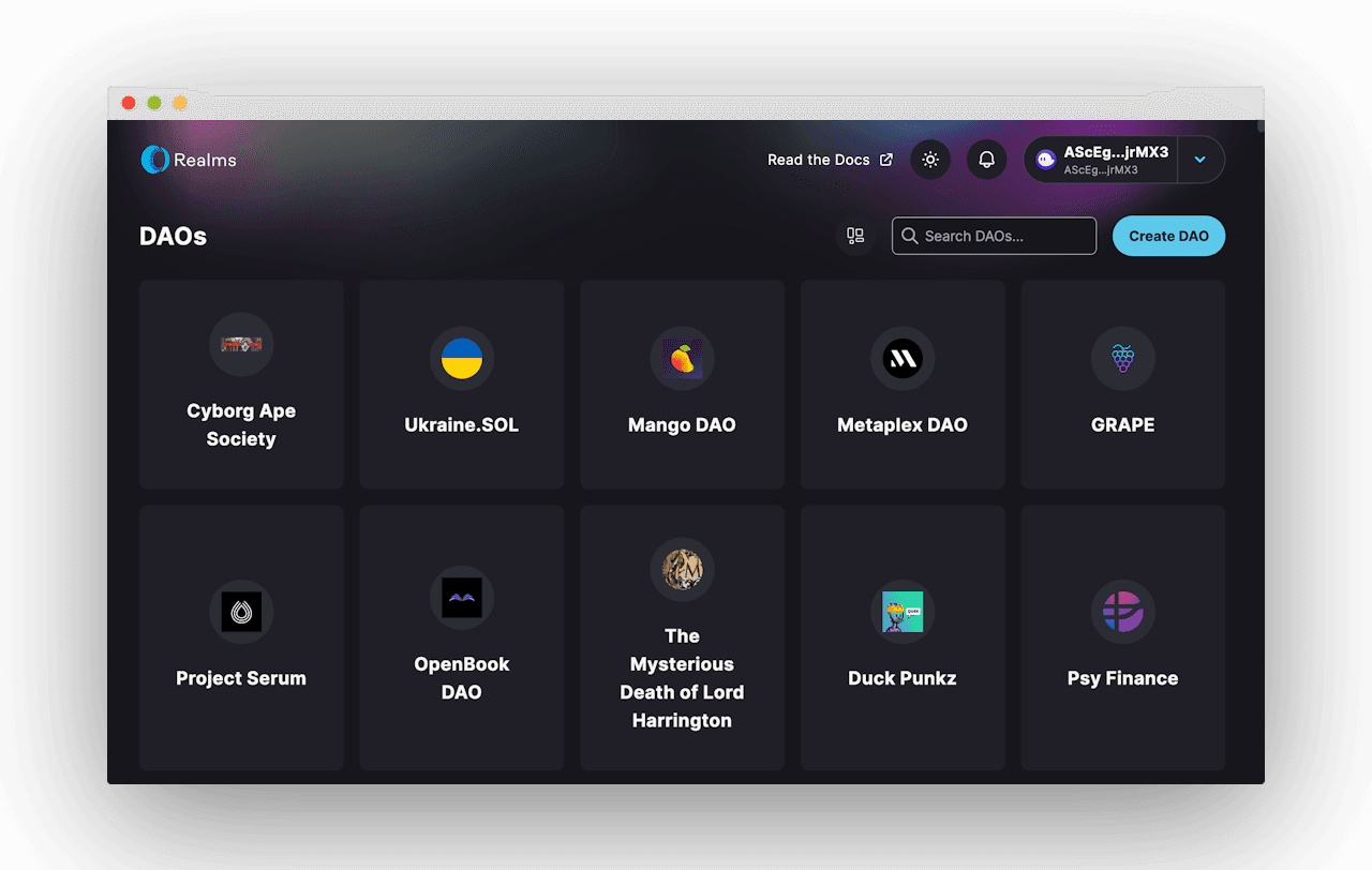 Create DAO Realms Solana