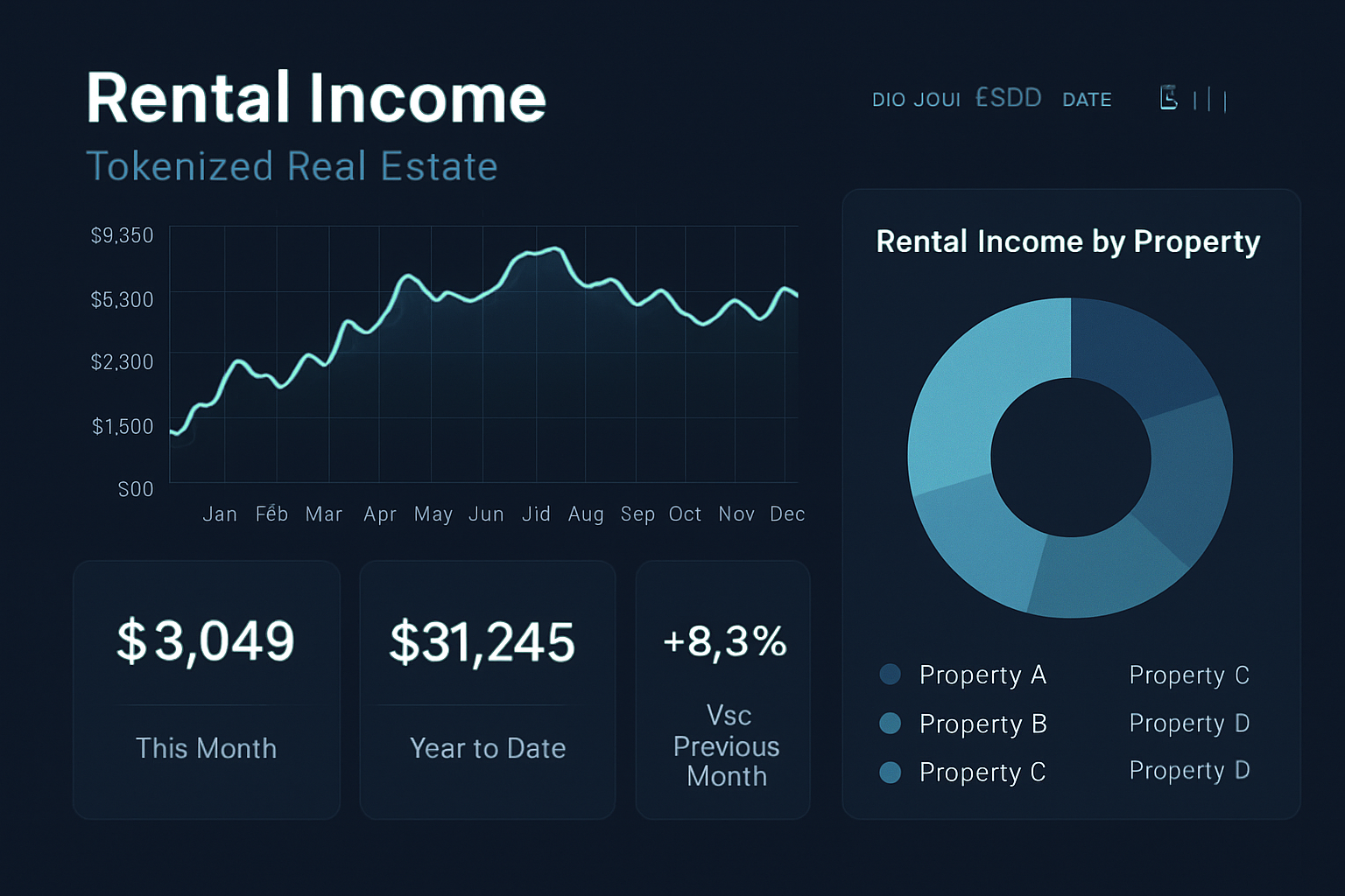 dashboard showing rental income from tokenized real estate