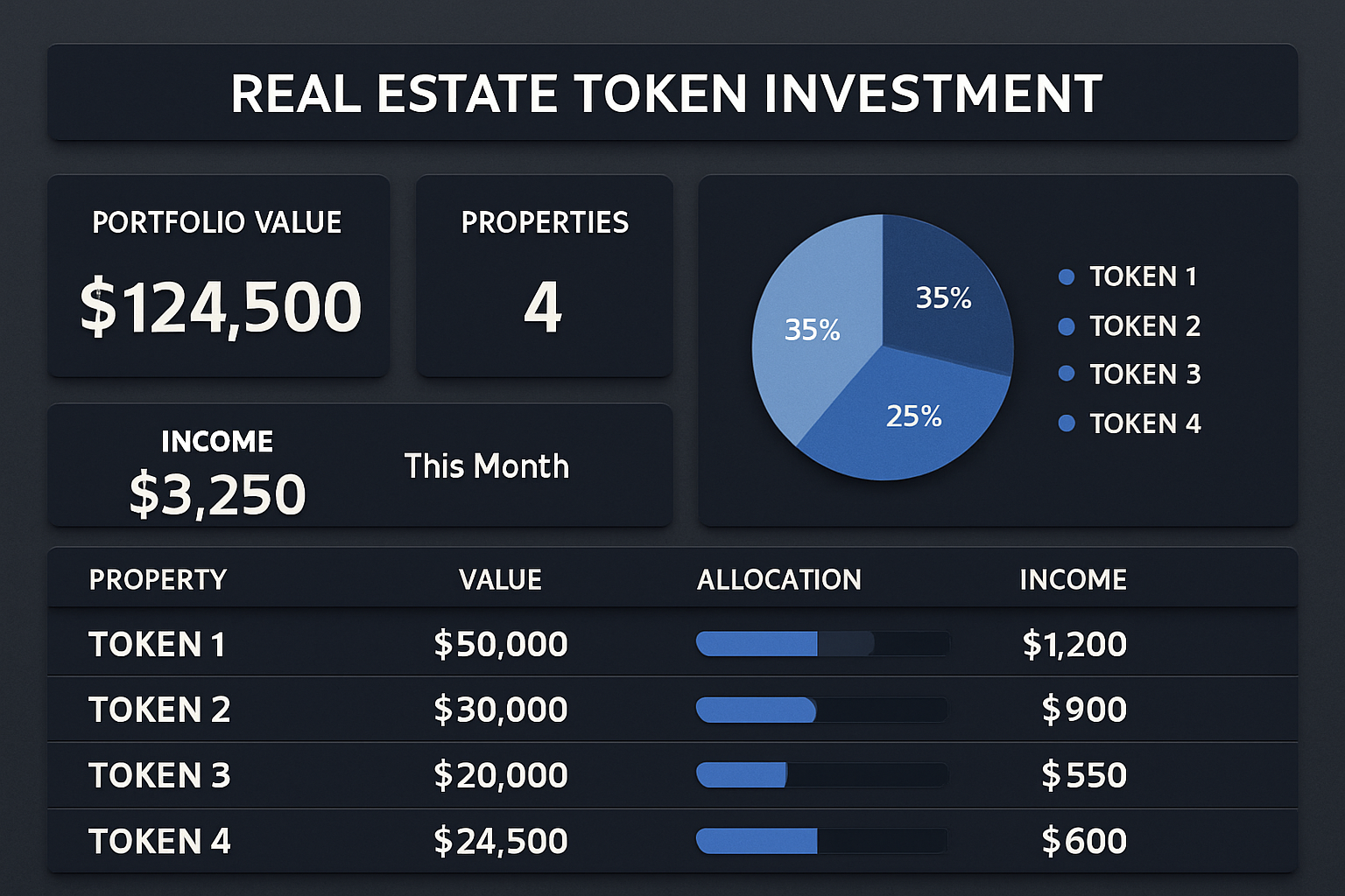 real estate token investment dashboard