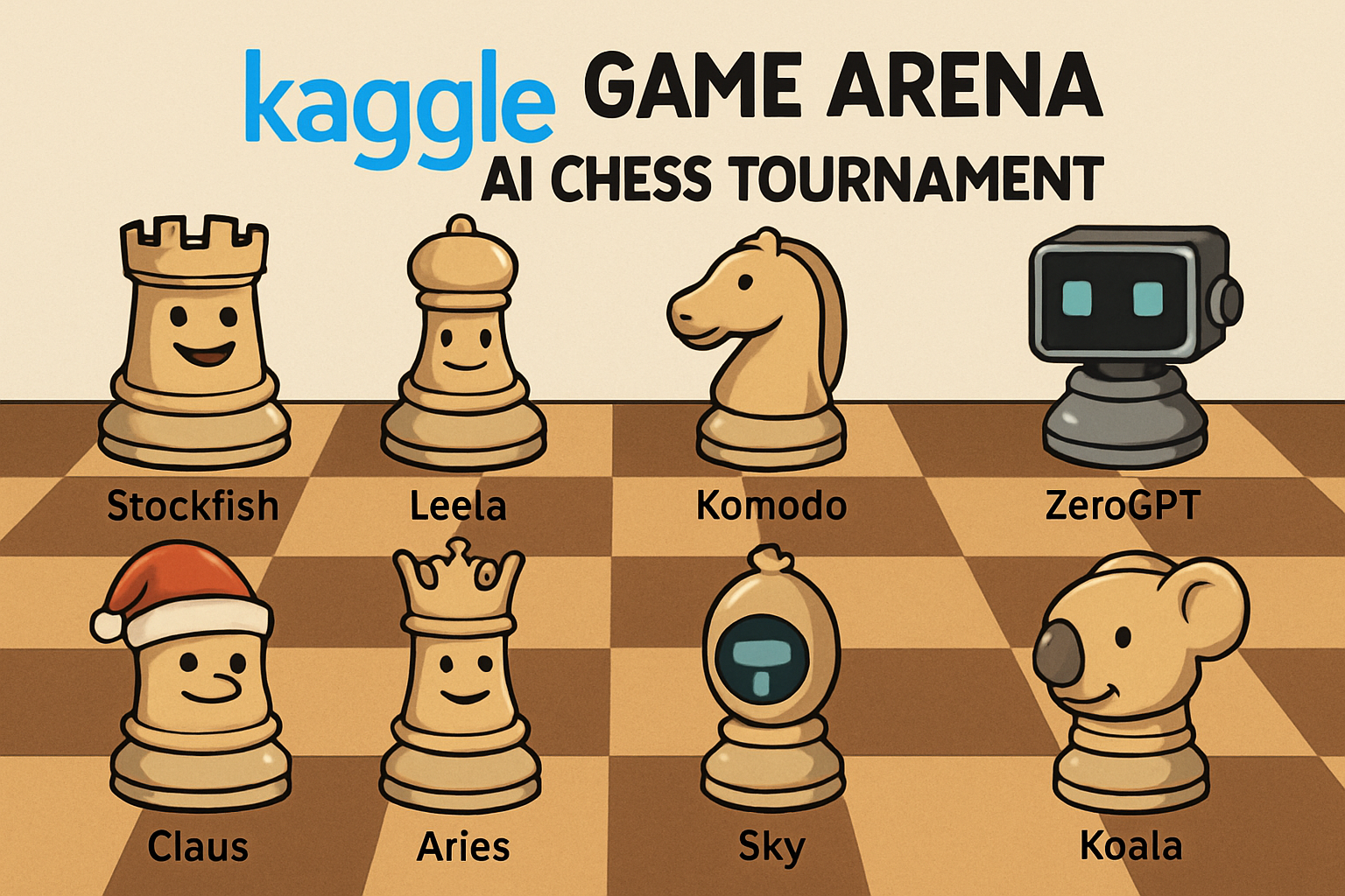 Kaggle Game Arena AI chess tournament eight models