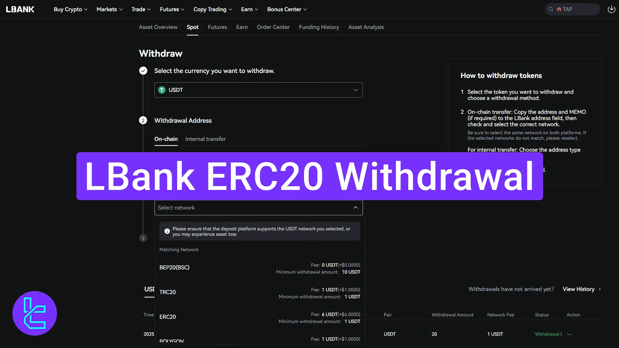 USDT withdrawal transaction confirmation