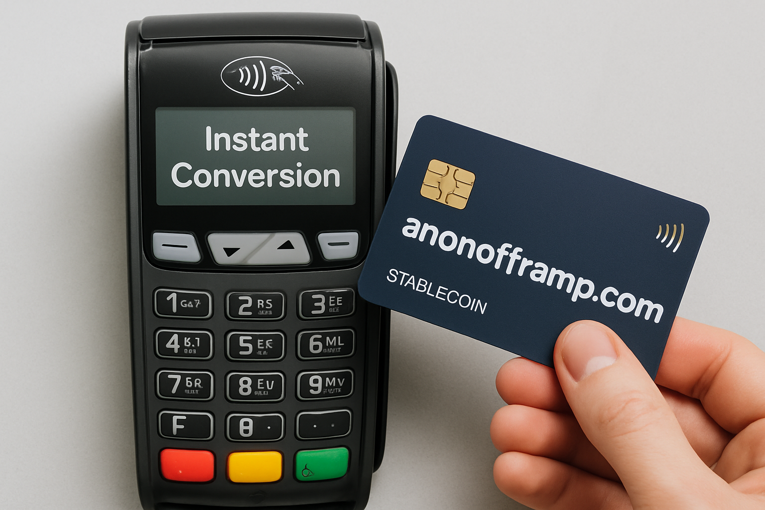 anonofframp.com stablecoin card instant conversion payment terminal