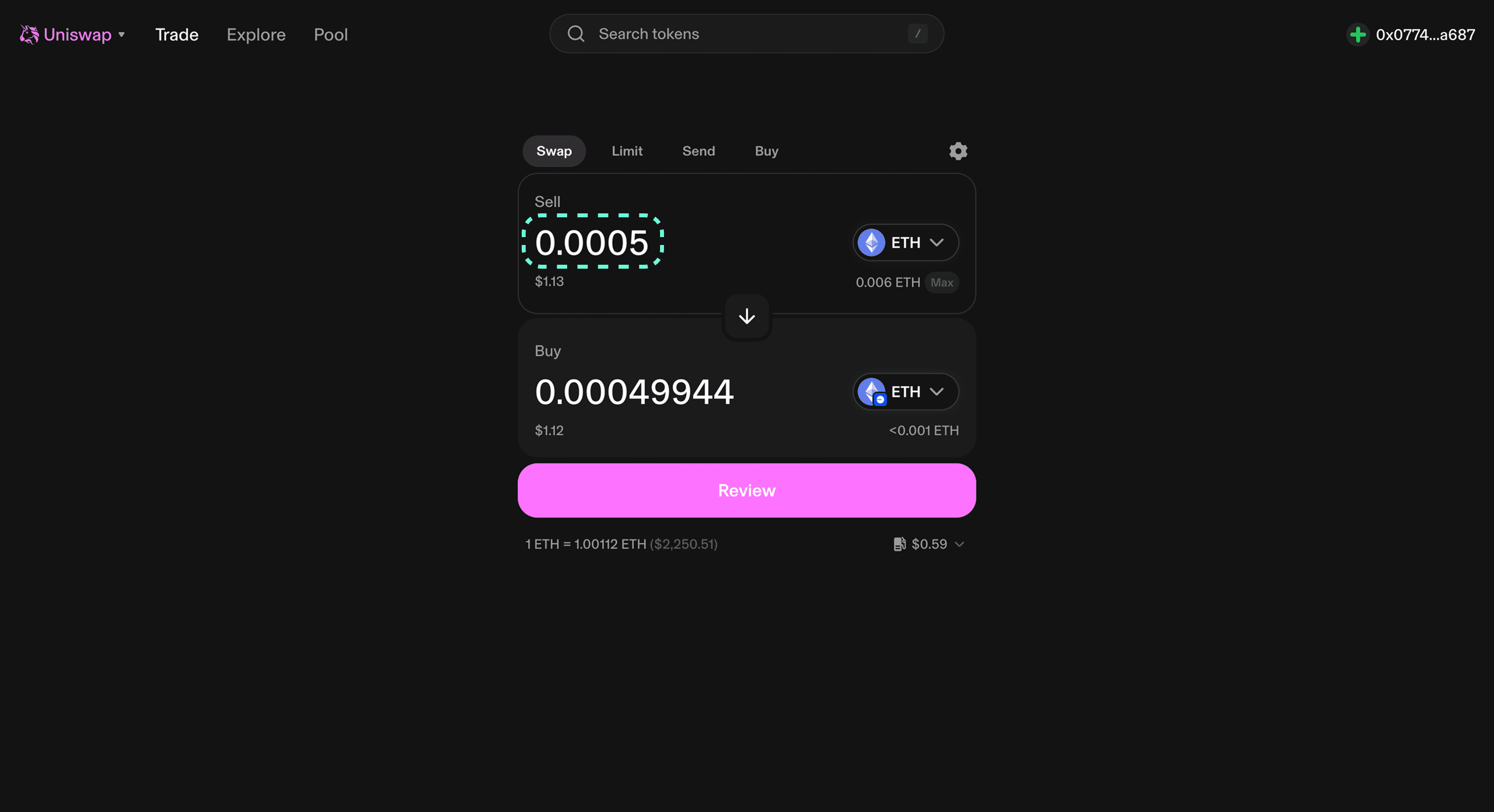 Uniswap Base dApp interface