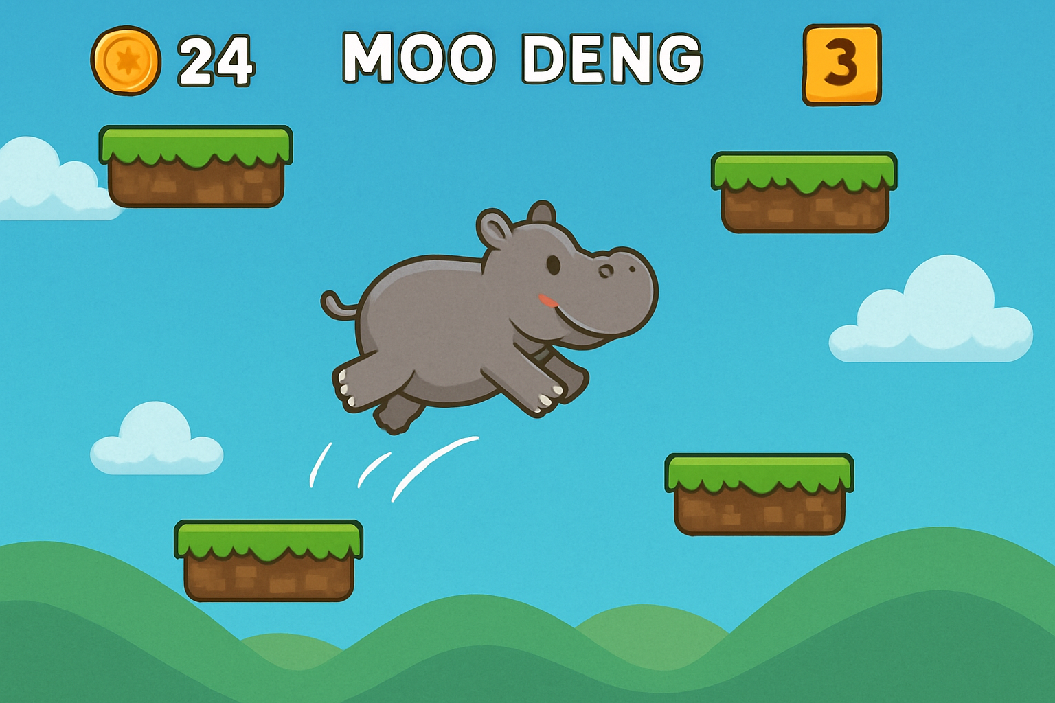 Moo Deng Bouncing Hippo B3 game screenshot