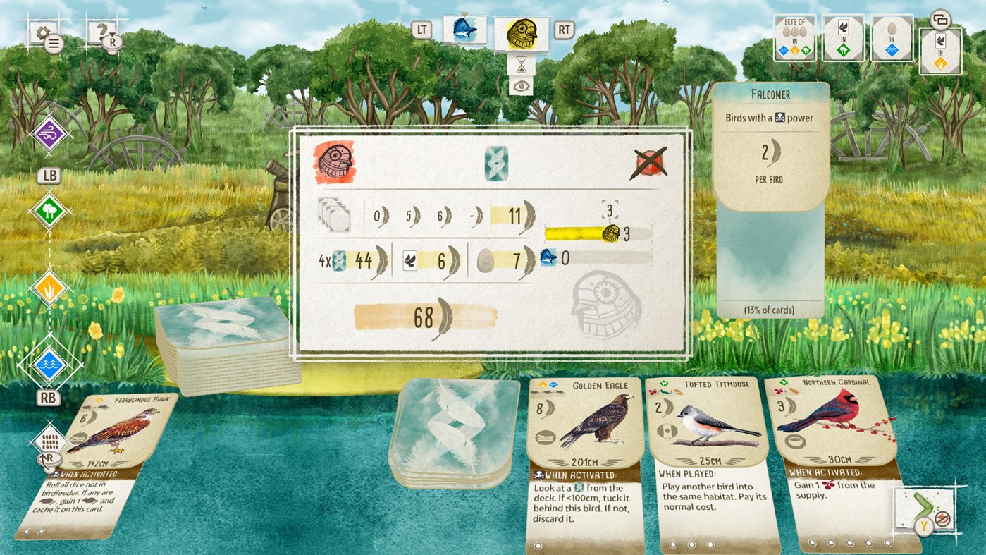 Wingspan digital board game Steam interface