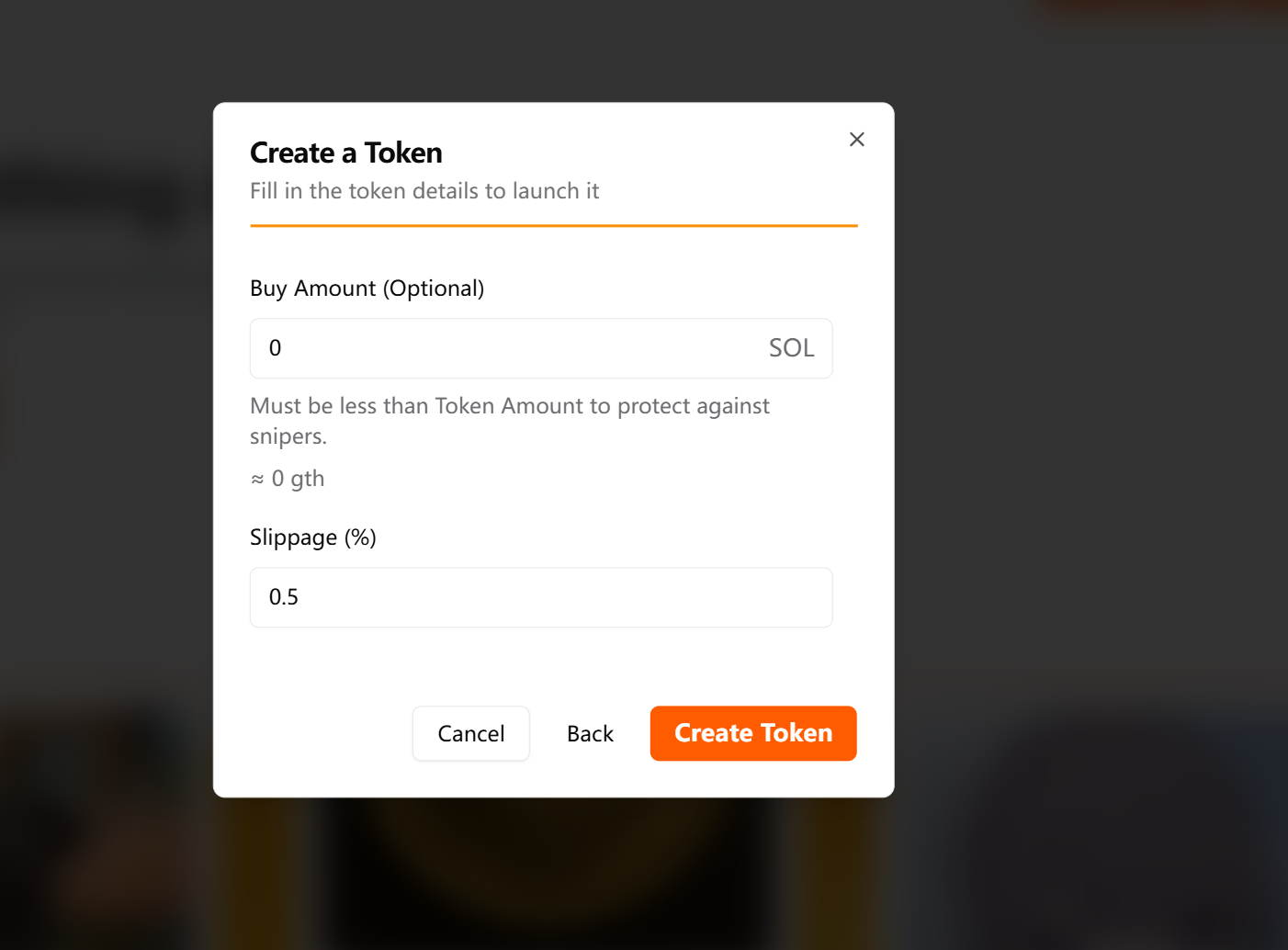 LetsBONK.fun token creation interface screenshot