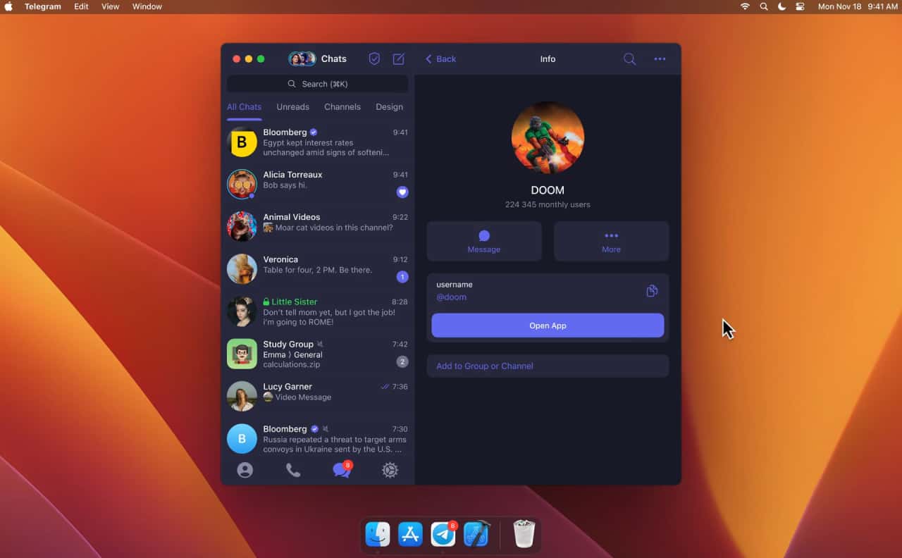 Telegram Mini App no download shopping