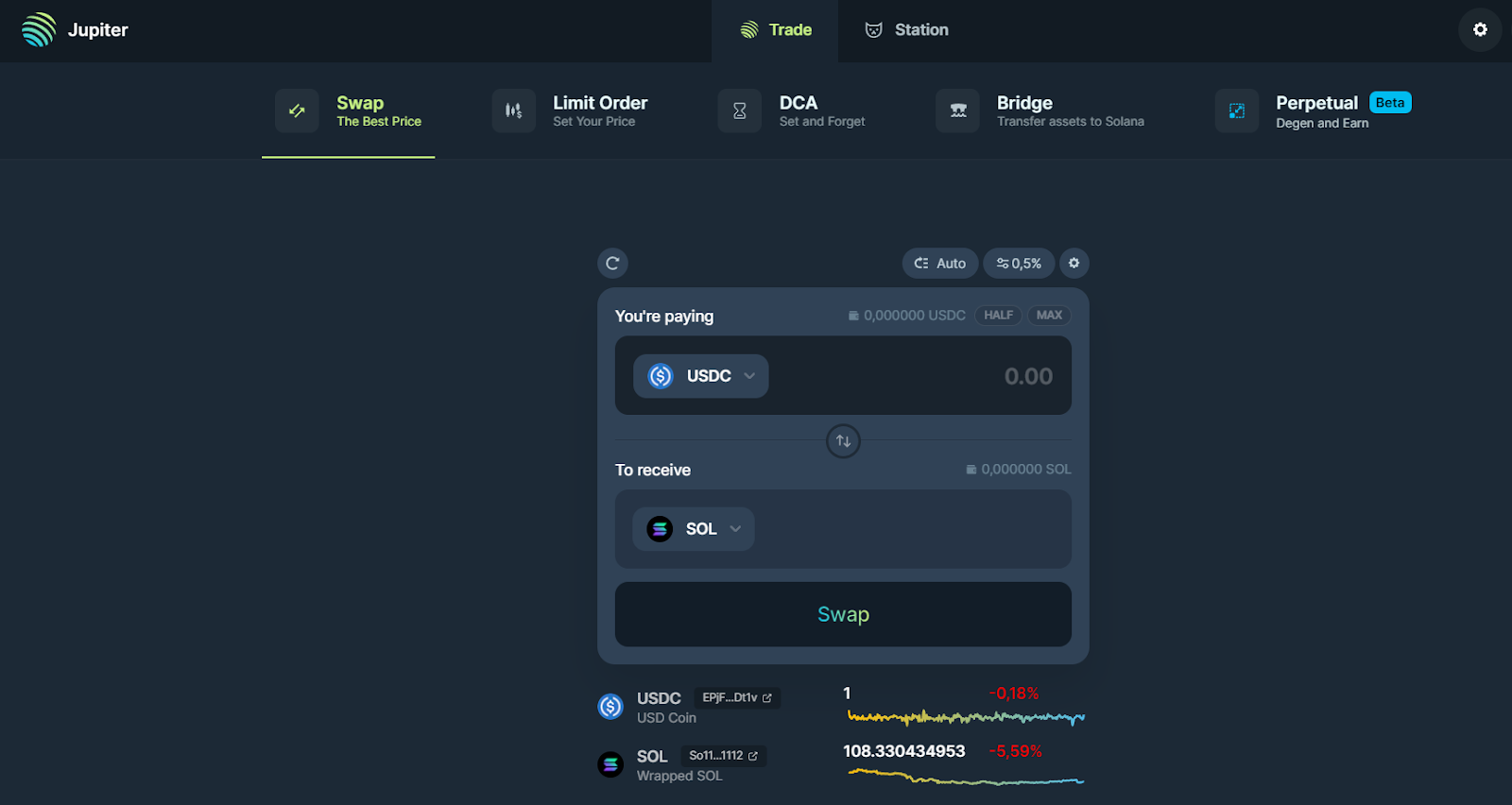 Jupiter USDC cross-chain swaps Base