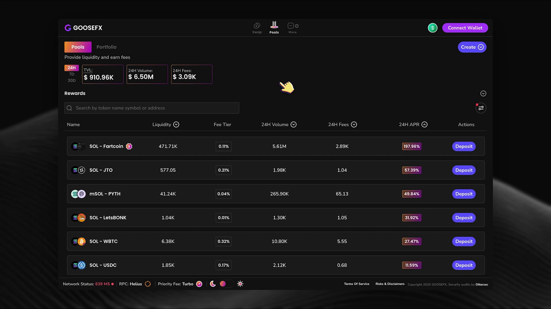 GooseFX CLMM dashboard Solana