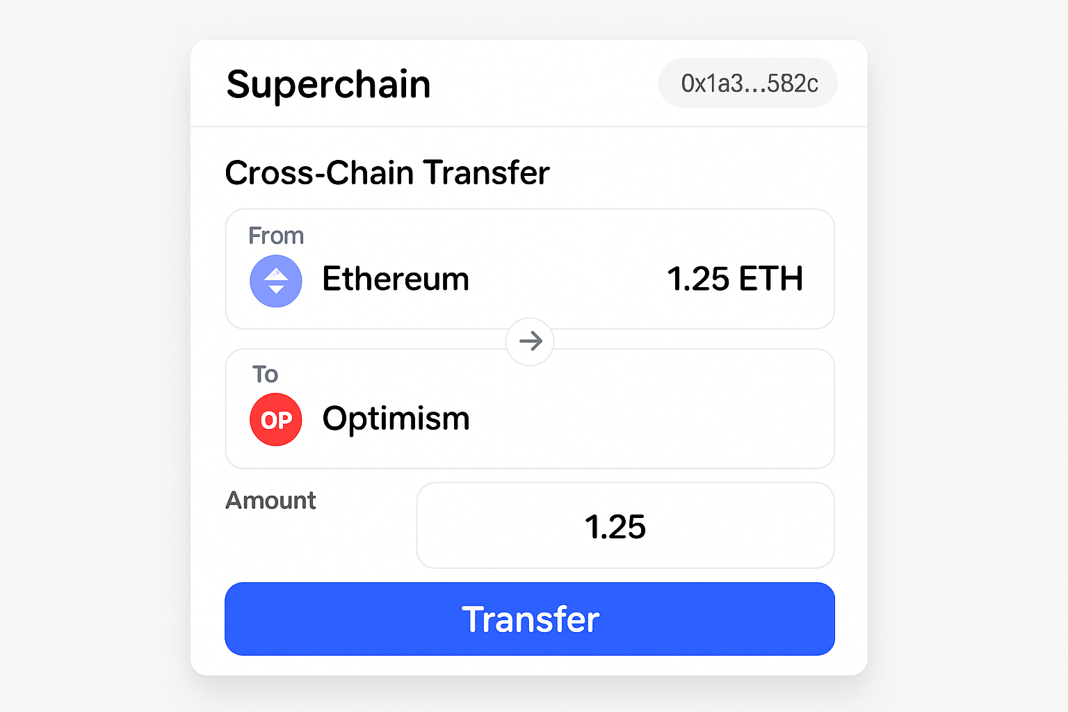 Superchain user interface cross-chain transfer