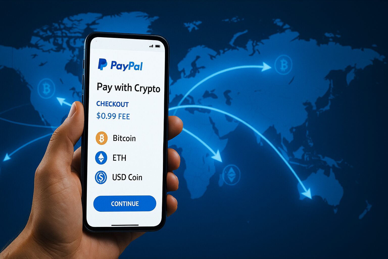 PayPal Pay with Crypto stablecoin card fees