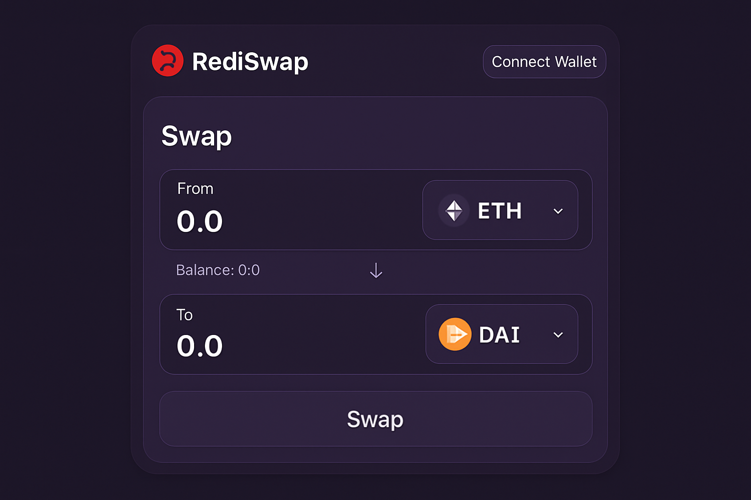 RediSwap AMM interface screenshot