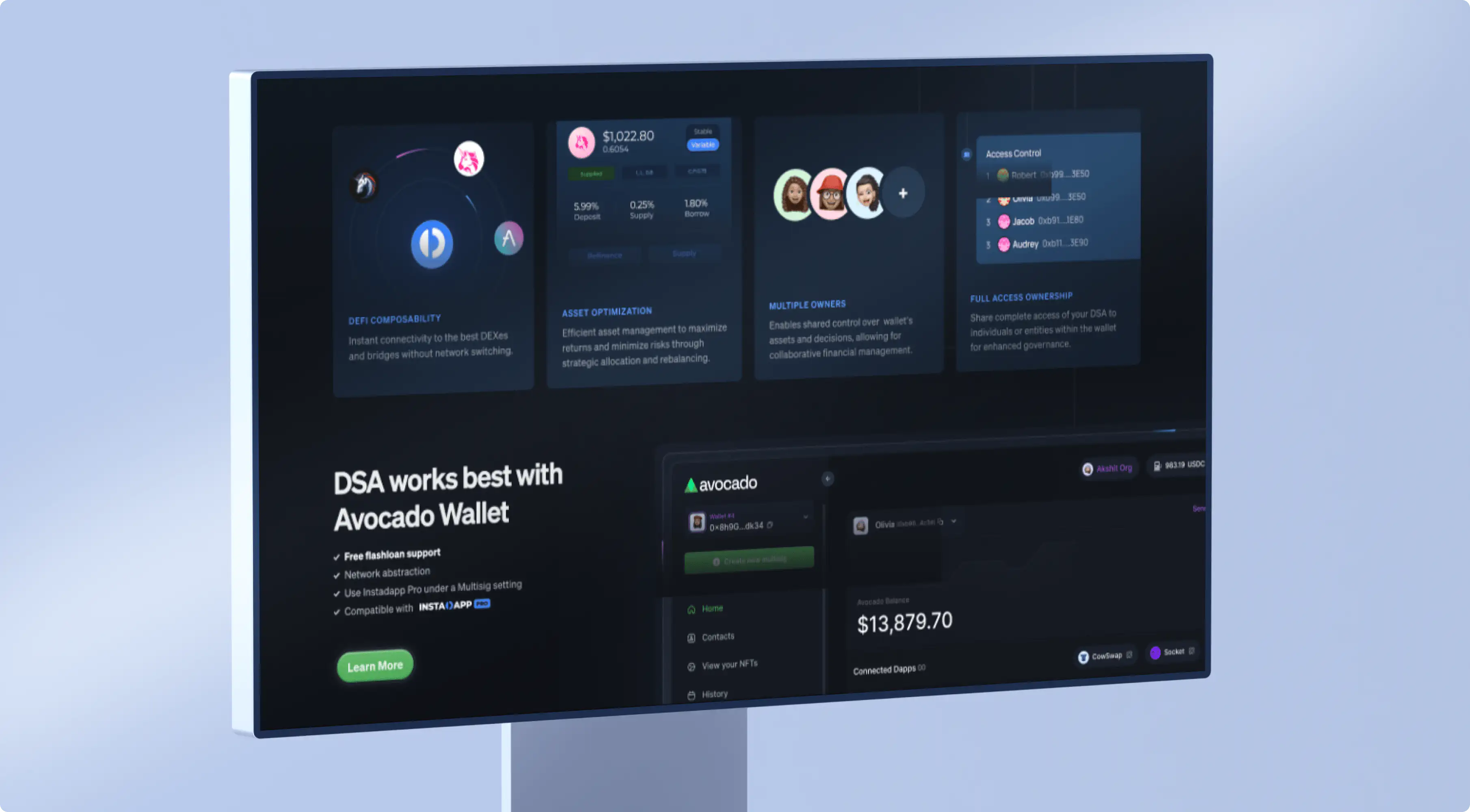 Unified DeFi dashboard user interface