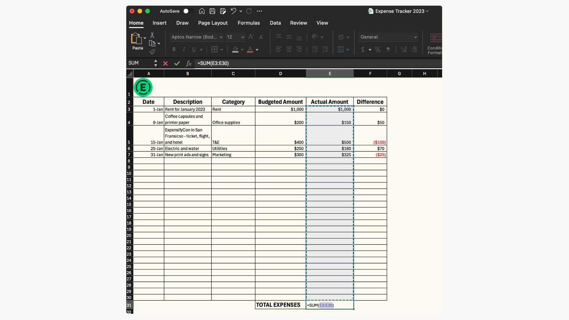 financial fees audit spreadsheet