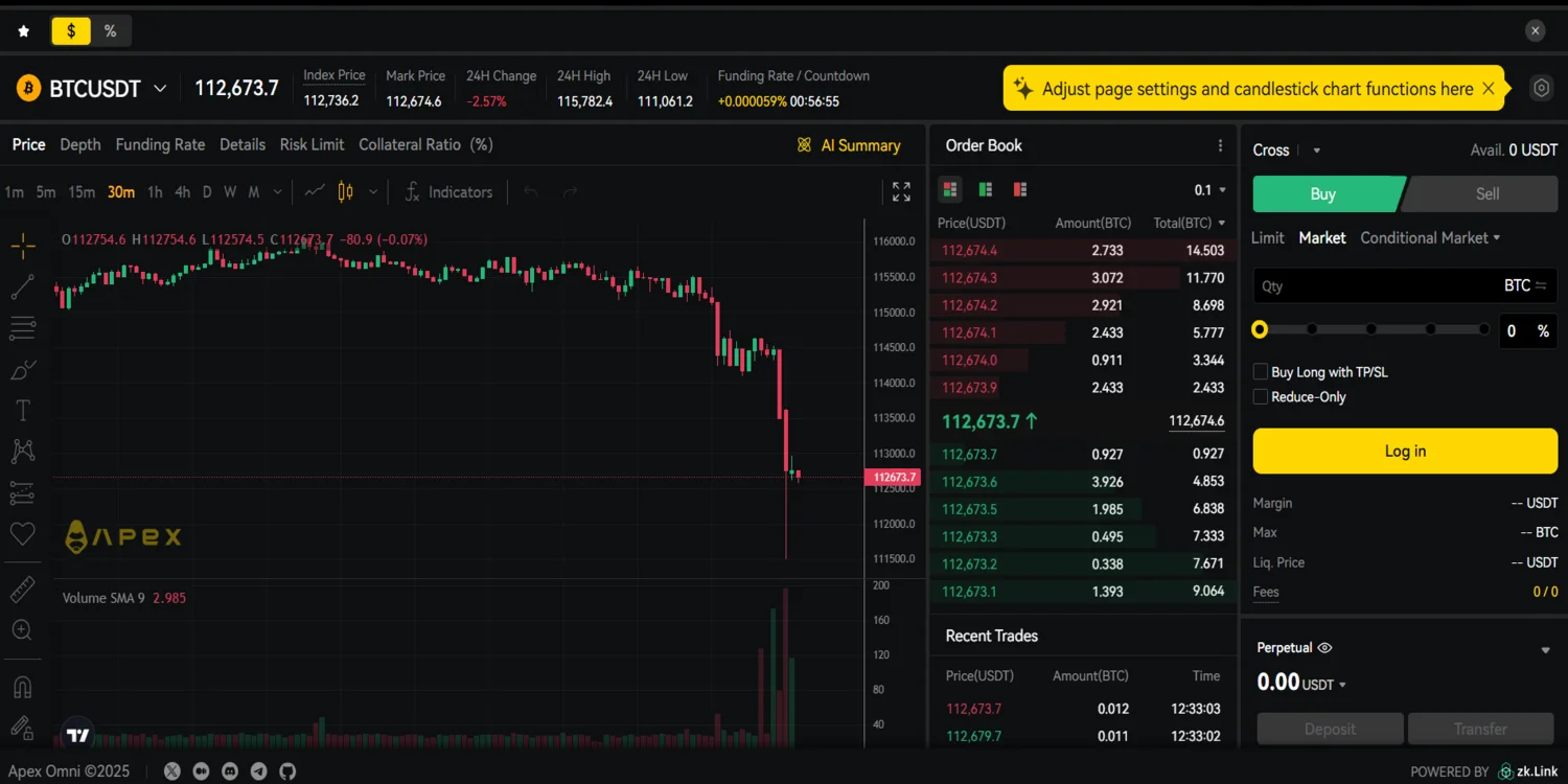GMX DEX perpetual trading dashboard