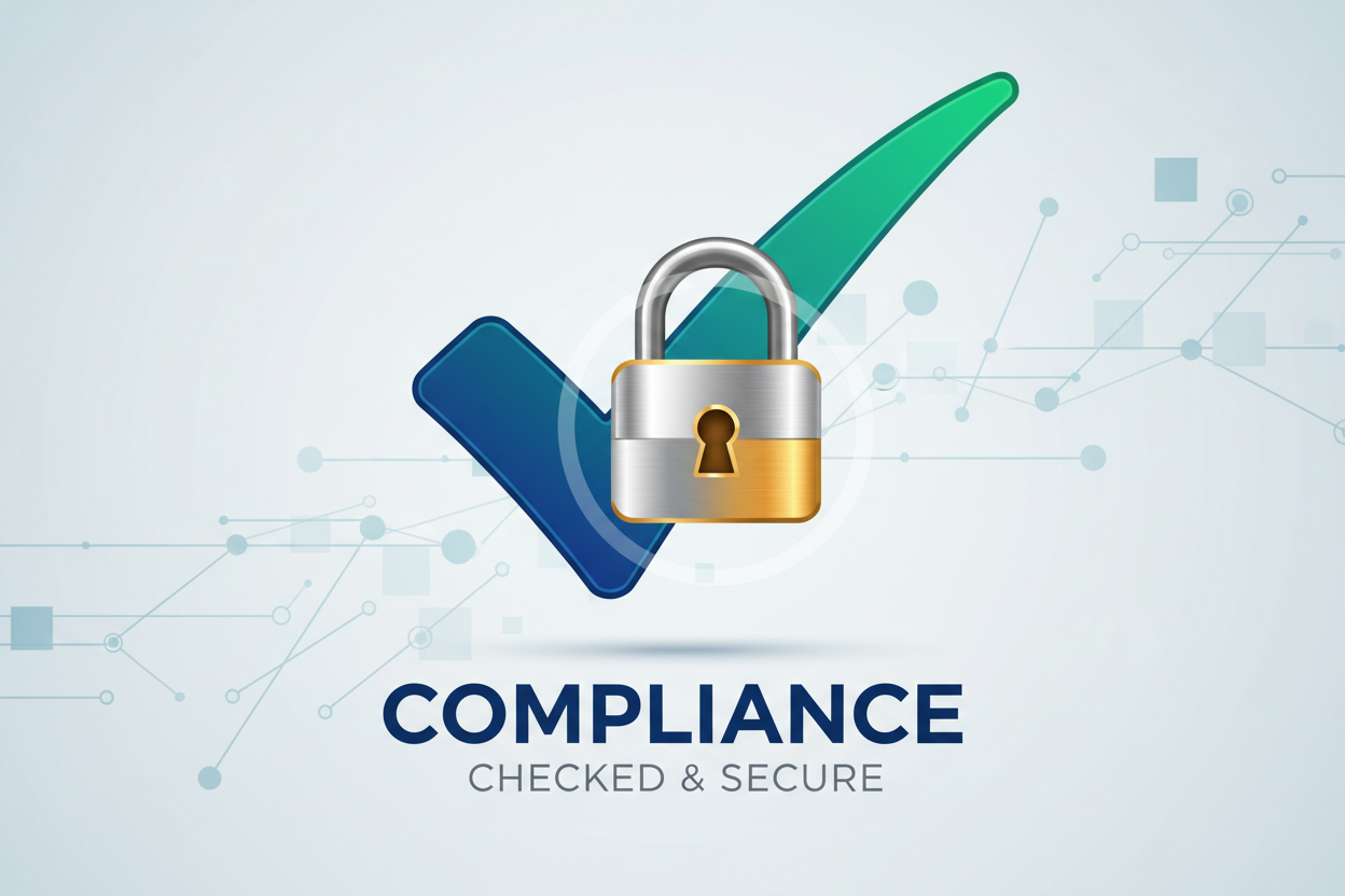 compliance checkmark with lock icon