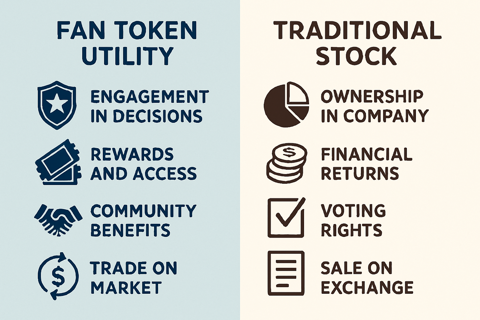 Fan token utility vs. traditional stock comparison