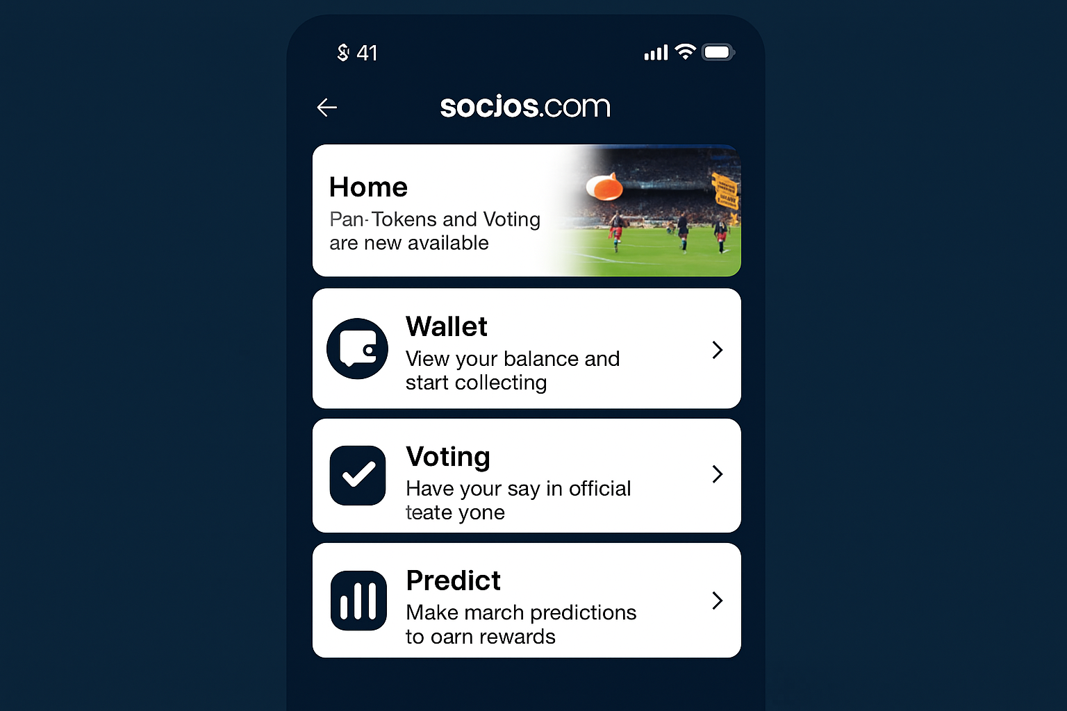 Socios.com fan engagement app screenshot