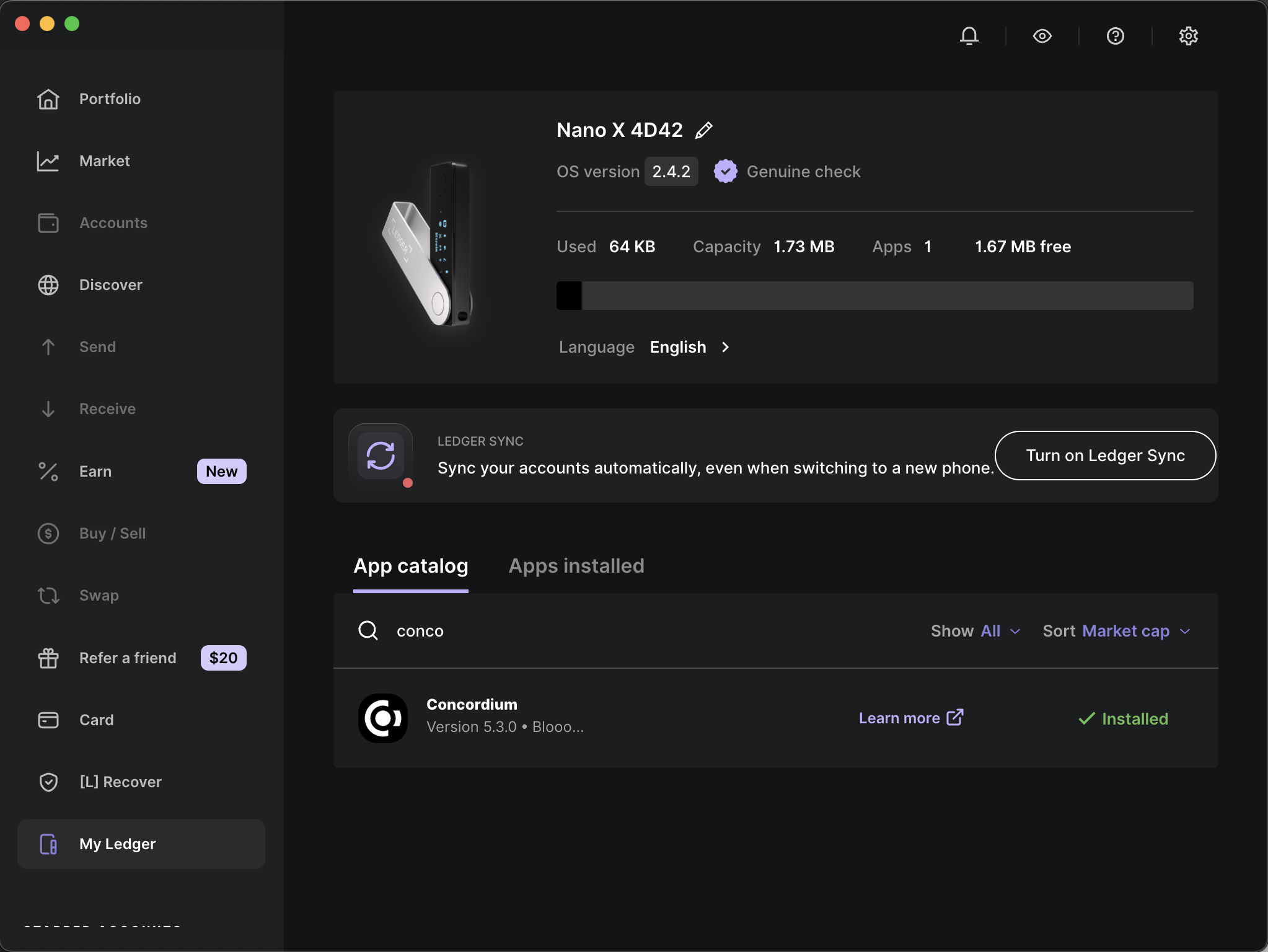 Concordium ID Wallet app interface