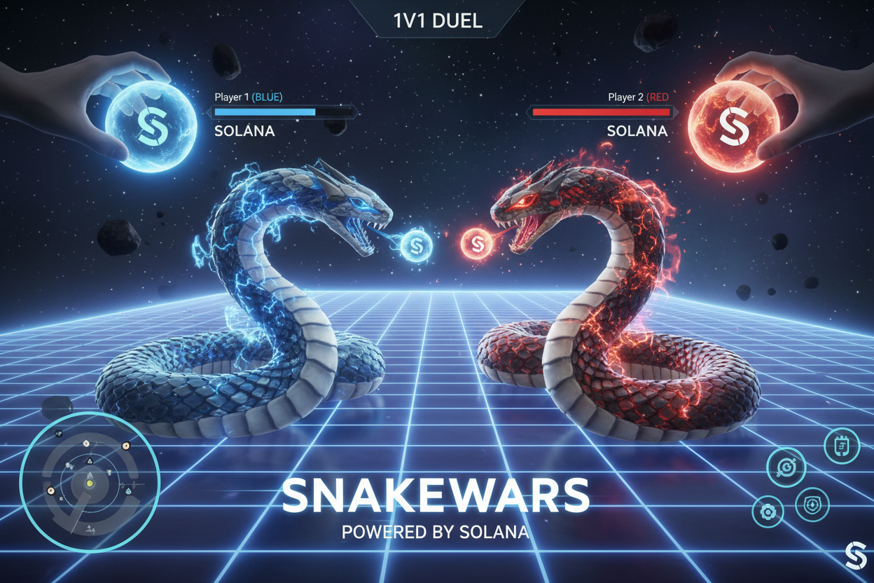 SnakeWars Duel 1v1 gameplay Solana