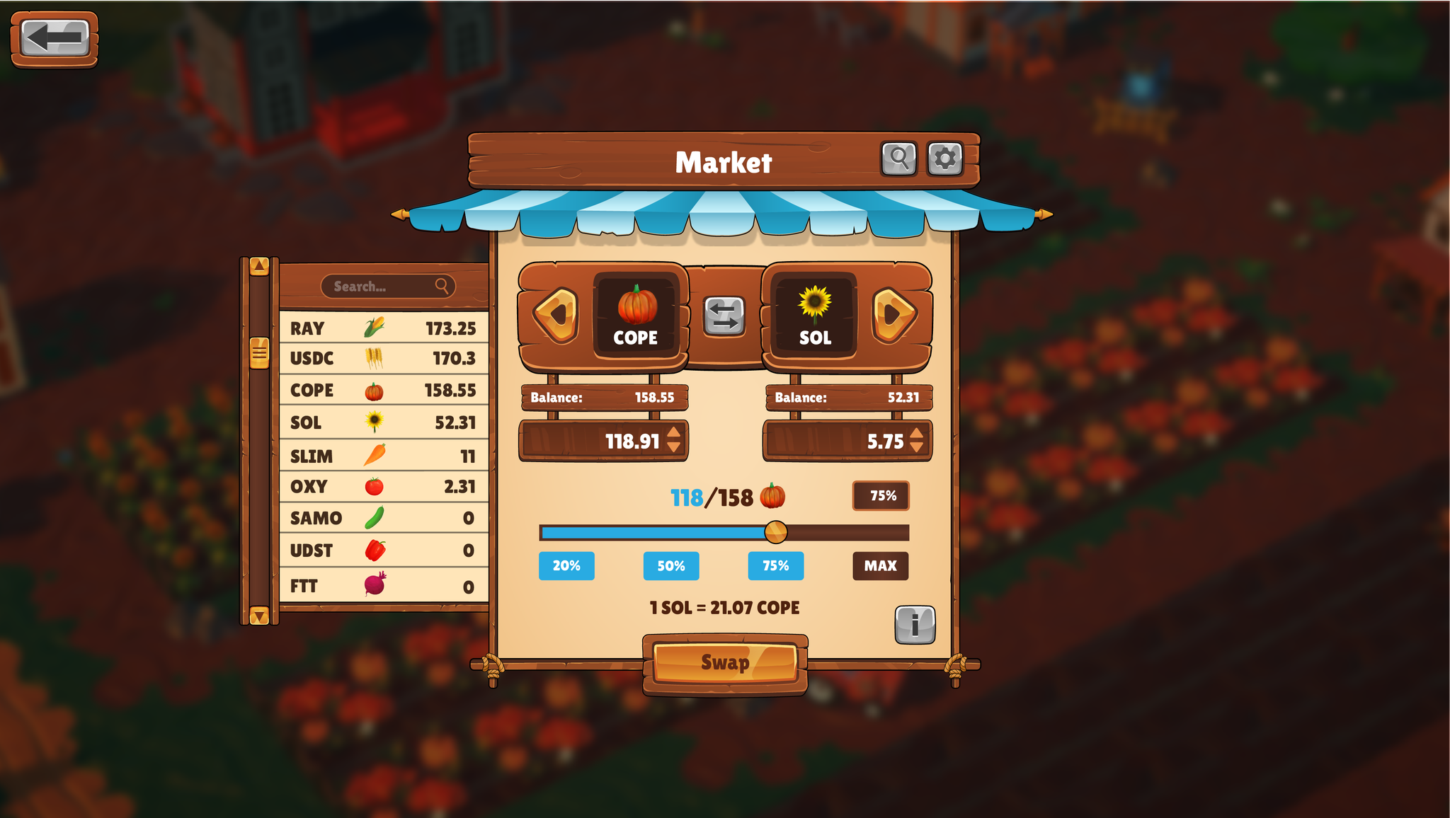 DeFi Land Solana game farm