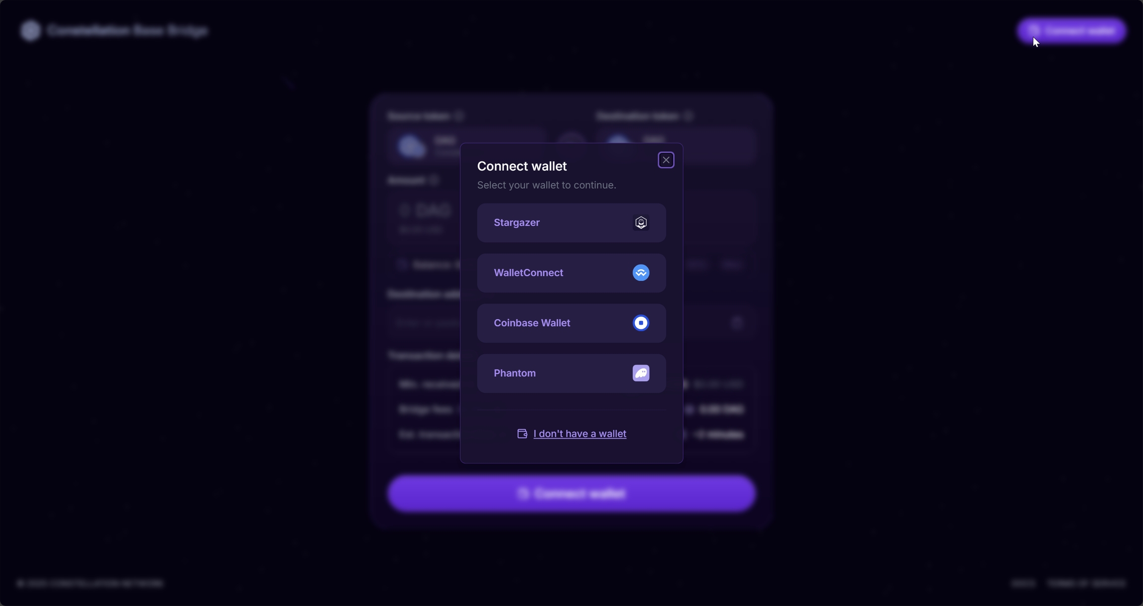Base Bridge interface screenshot