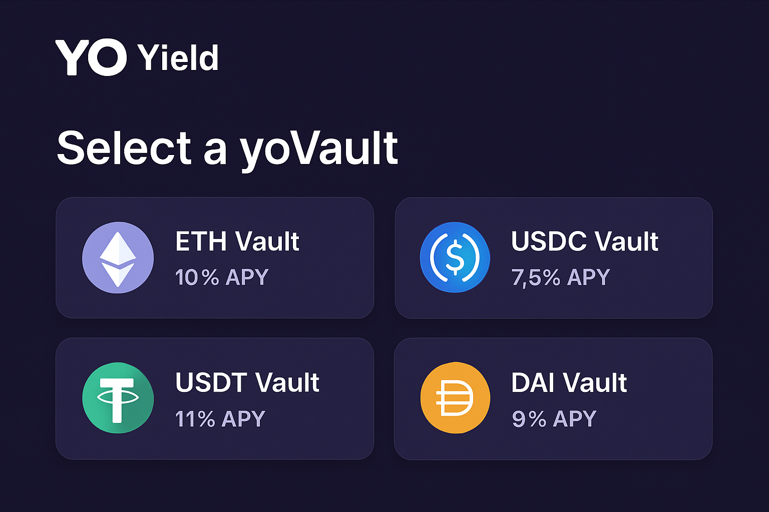 yoVaults selection YO Yield platform