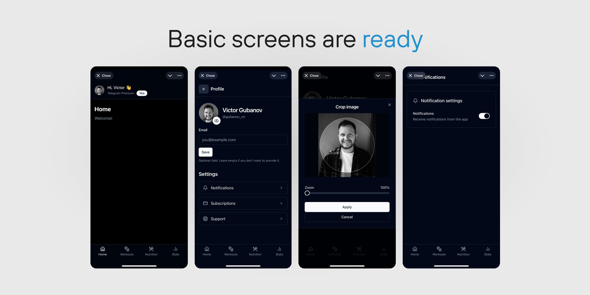 Quasar TMA Starter Kit Telegram Mini App demo
