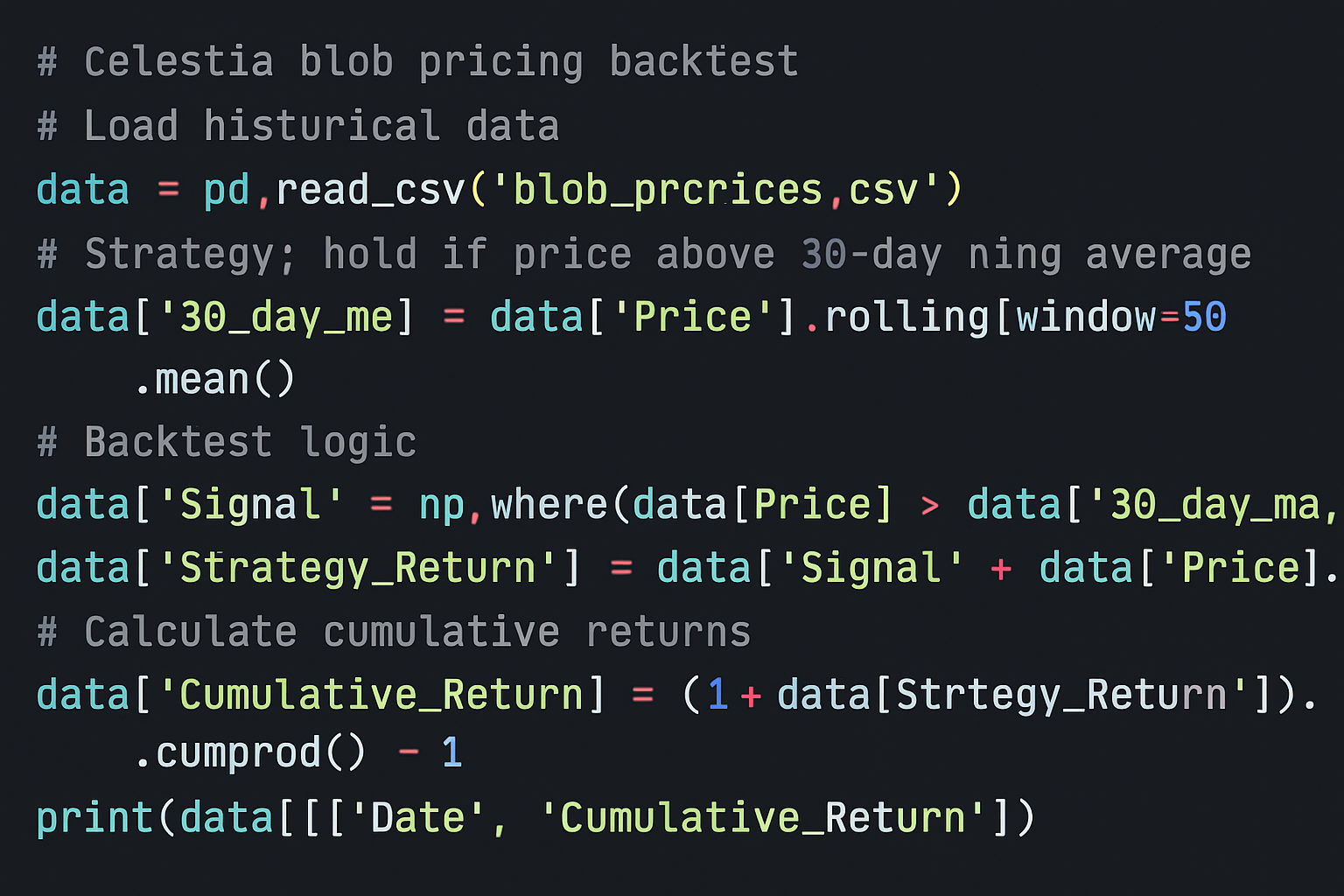 Python script Celestia blob pricing backtest