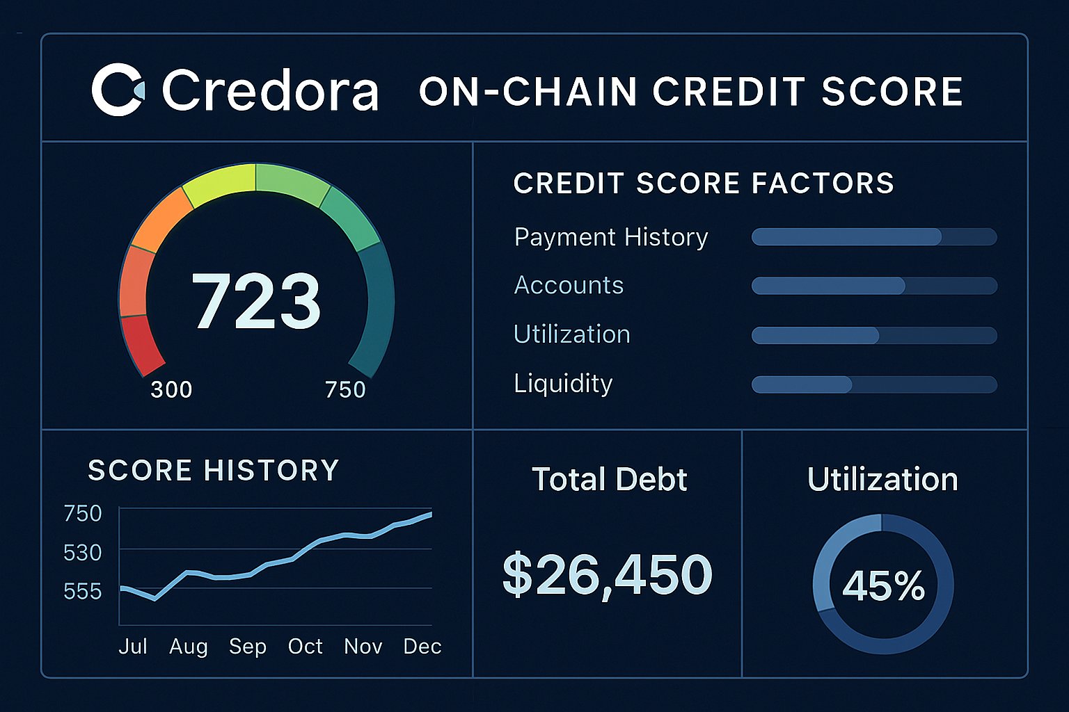 Credora on-chain credit score dashboard