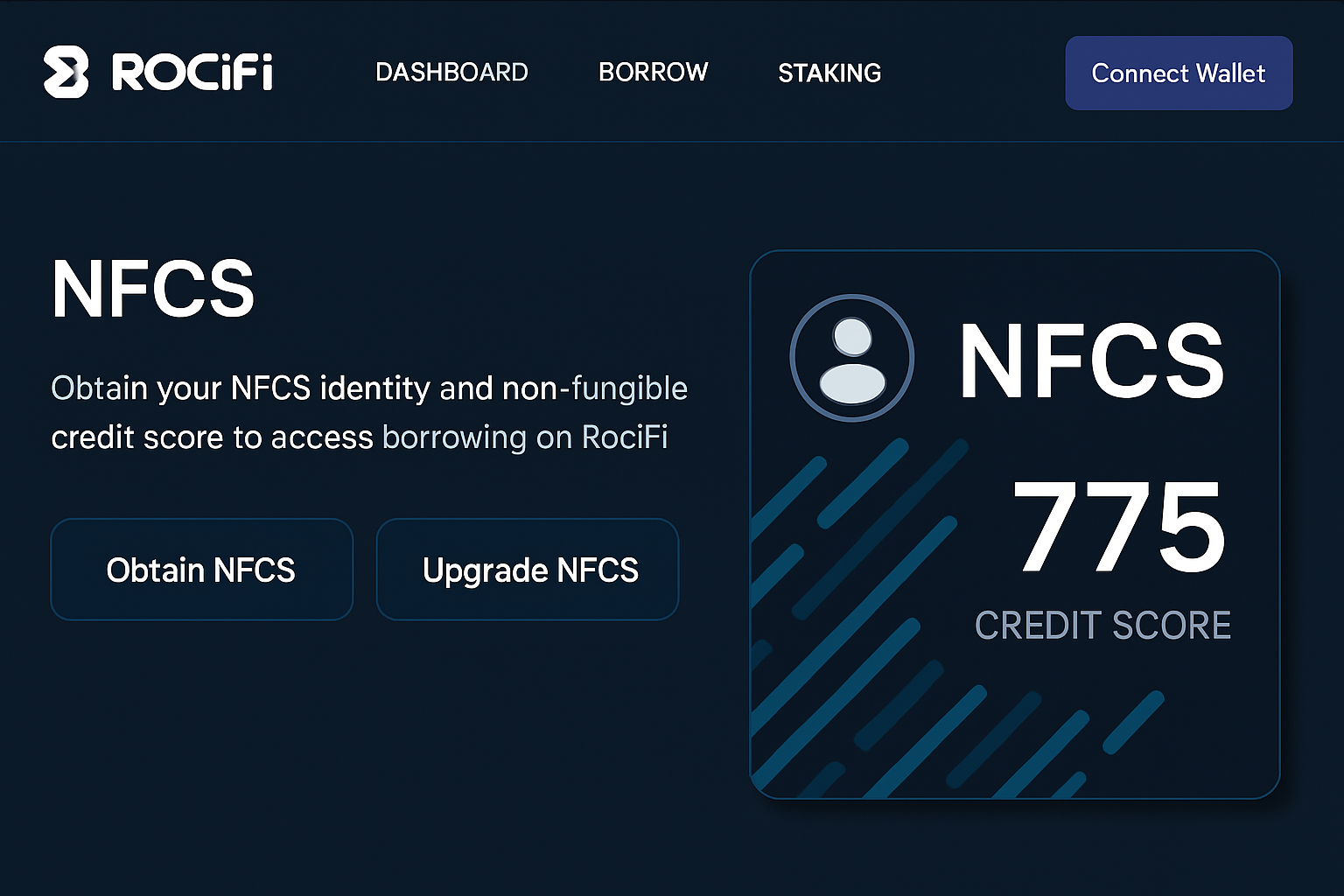 RociFi platform interface and NFCS visual
