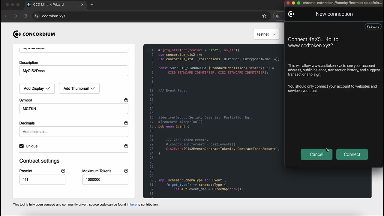 Concordium blockchain identity verification interface
