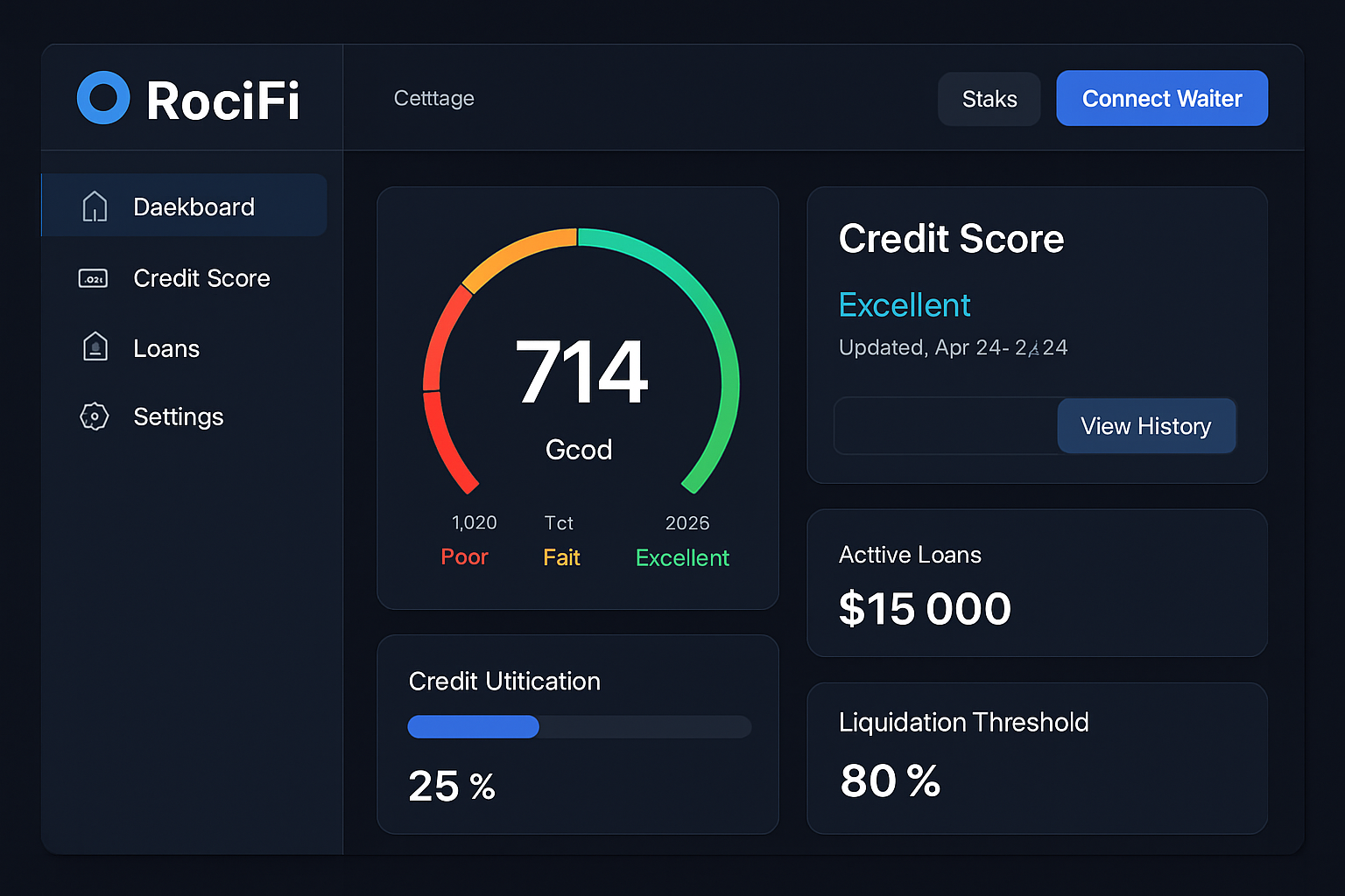 RociFi DeFi credit score platform interface