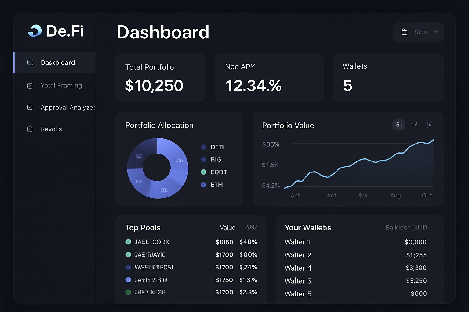 De.Fi Dashboard interface
